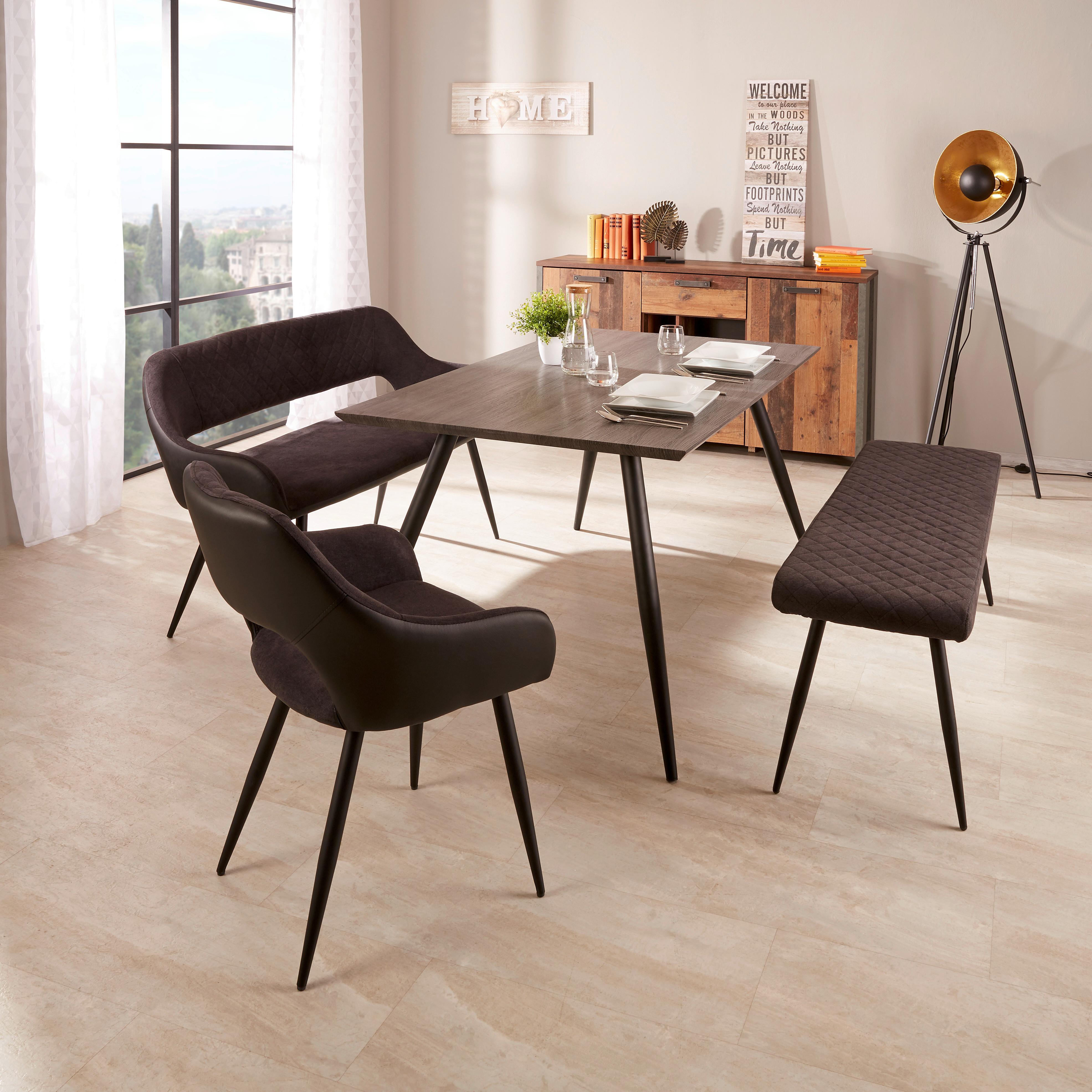 Jedilniška Klop Porto, Antracit, 140 Cm - črna/antracit, Moderno, kovina/tekstil (140l) - MID.YOU