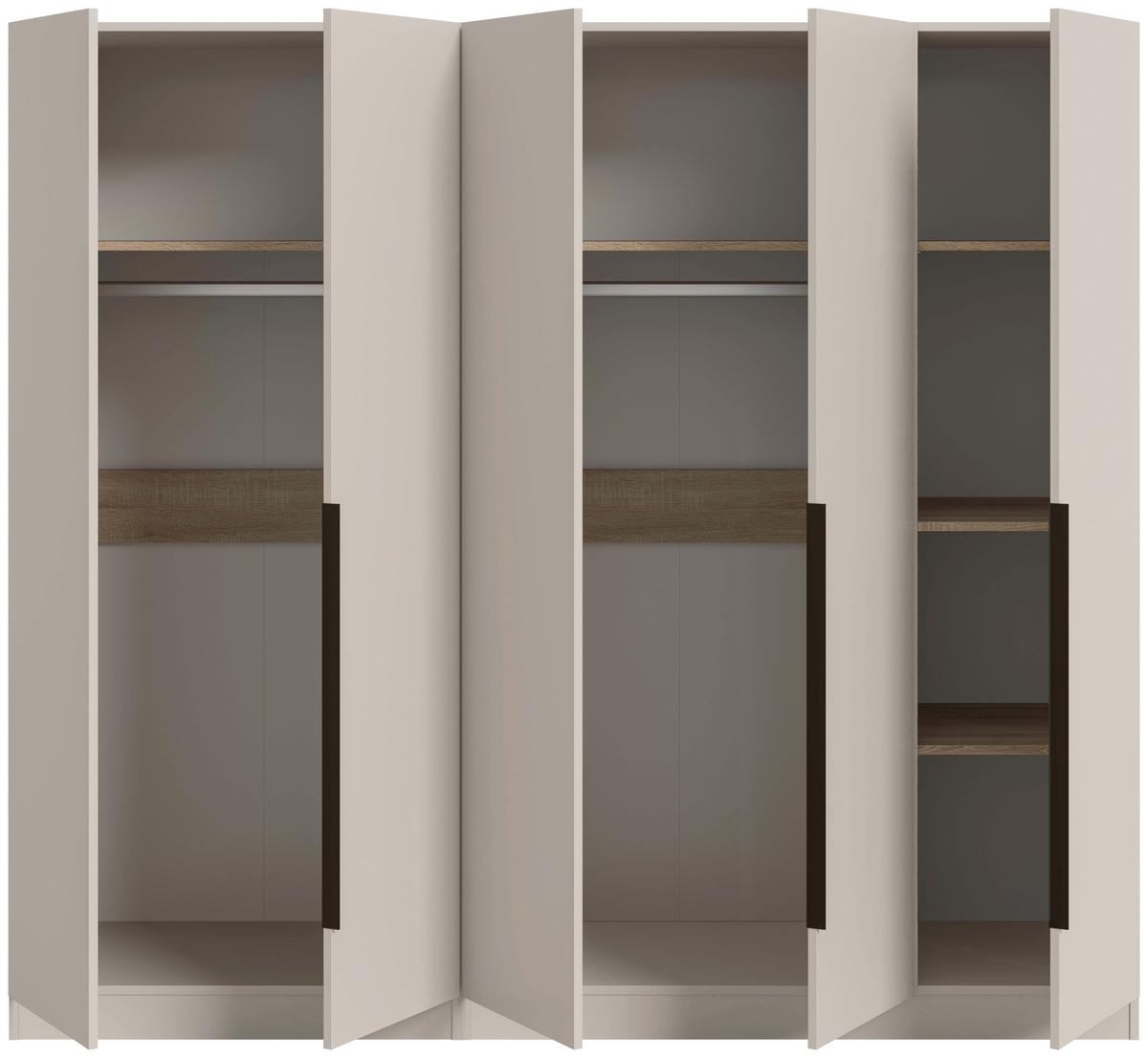 Drehtürenschrank Kopenhagen Kaschmir - Kaschmir/Schwarz, MODERN, Holzwerkstoff/Kunststoff (200/181/52cm) - Livetastic