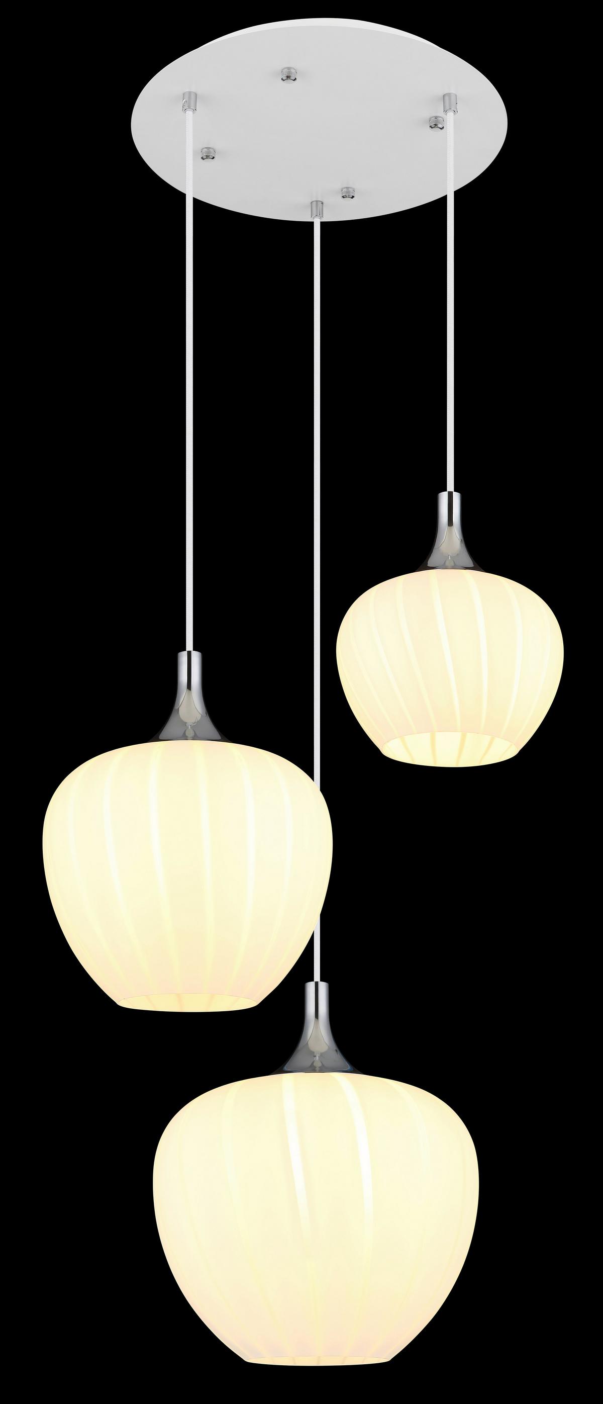 Hängeleuchte Maxy Weiß/Chrom max. 40 Watt - Chromfarben/Weiss, Konventionell, Glas/Metall (48/120cm) - Globo
