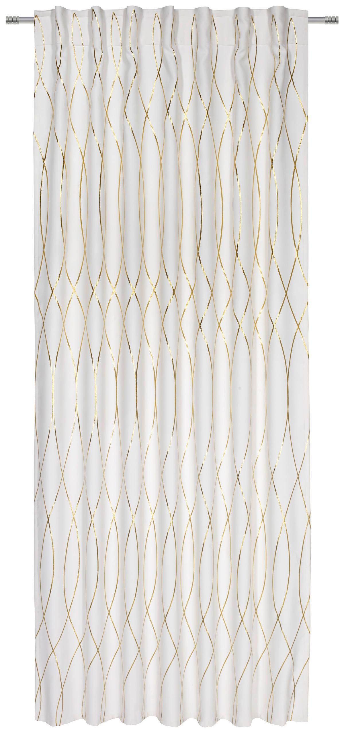 Zatemnitvena Zavesa Glamour - zlate barve/bela, Trendi, tekstil (140/245cm) - Modern Living