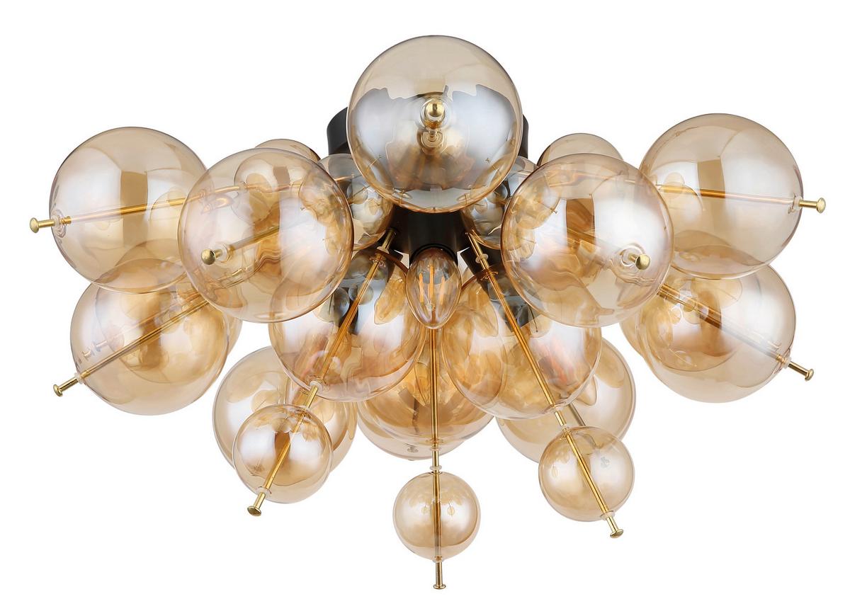 Deckenleuchte Udo Goldfarben max. 25 Watt - Goldfarben/Schwarz, Design, Glas/Metall (55/28cm) - Globo