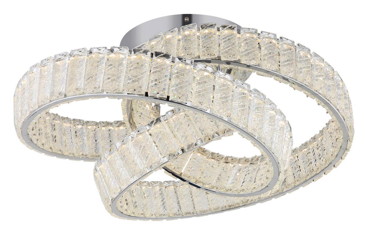 LED-DECKENLEUCHTE 67162D MUCKY - Klar/Chromfarben, Konventionell, Glas/Metall (60/26cm) - Globo