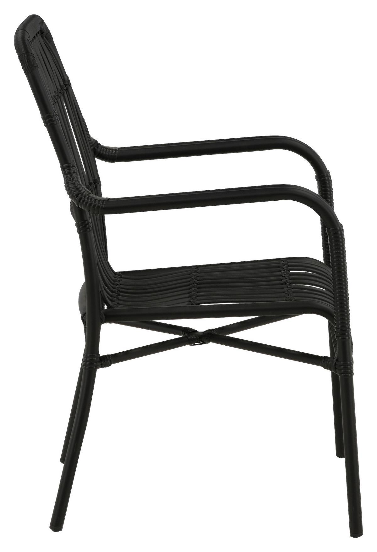 Loungesessel Rizal ca. 57x90 cm Schwarz - Schwarz, KONVENTIONELL, Kunststoff/Metall (57/90/64cm) - Gardenson