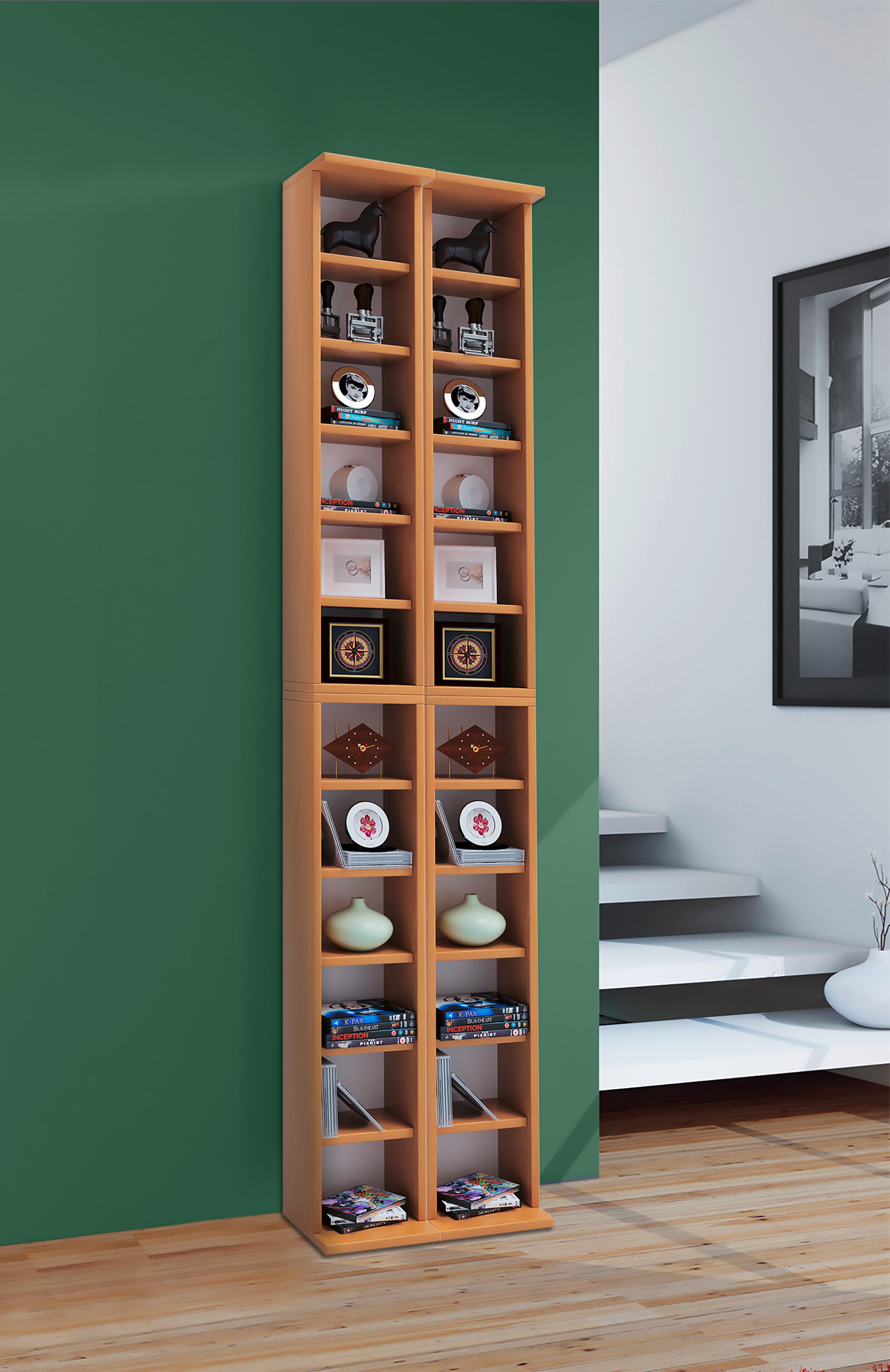 CD-Regal Almera in Buchefarbe, B: 42 cm - Buchefarben, KONVENTIONELL, Holzwerkstoff (42/183/20cm) - MID.YOU