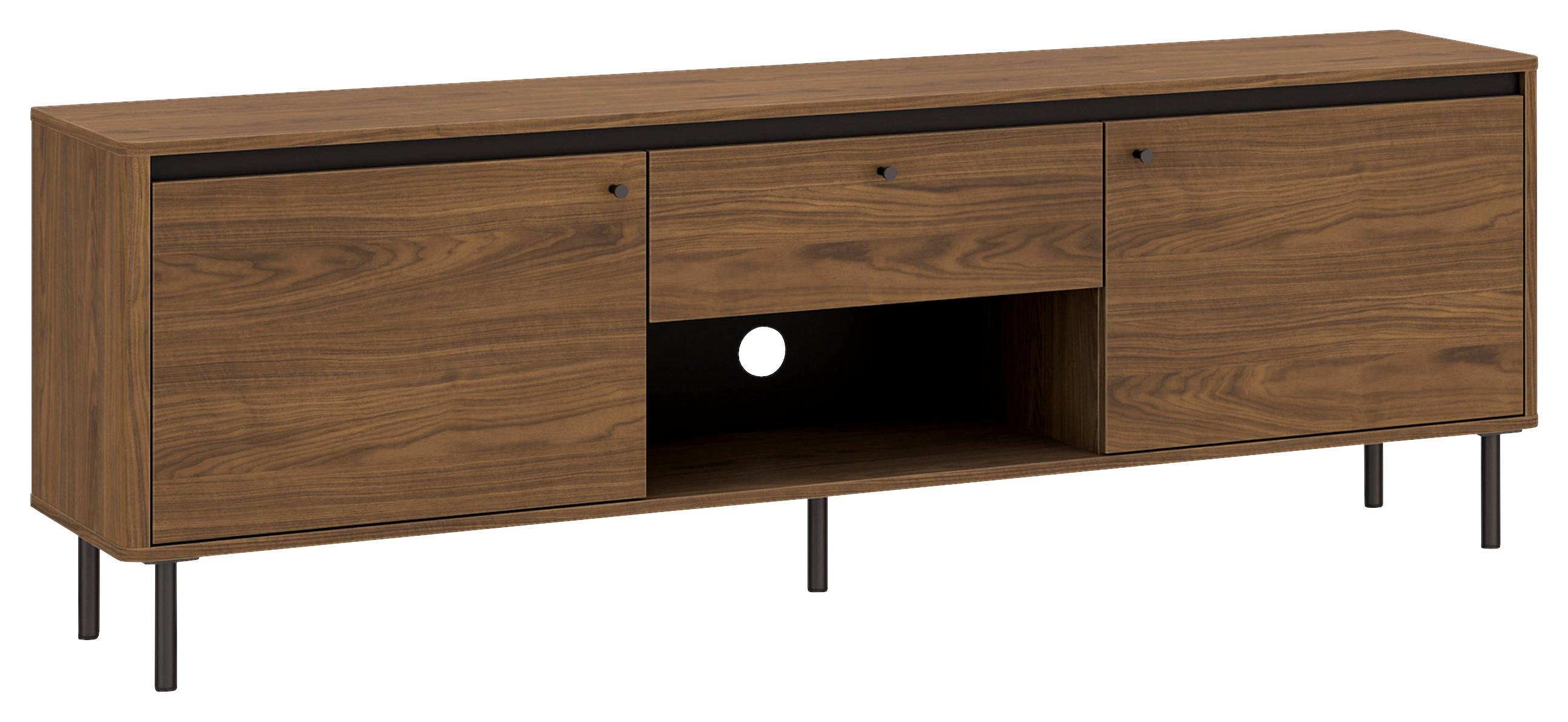 Comodă Tv Revillo - culoare lemn de nuc/negru, Basics, material pe bază de lemn (177/61/40cm) - Modern Living