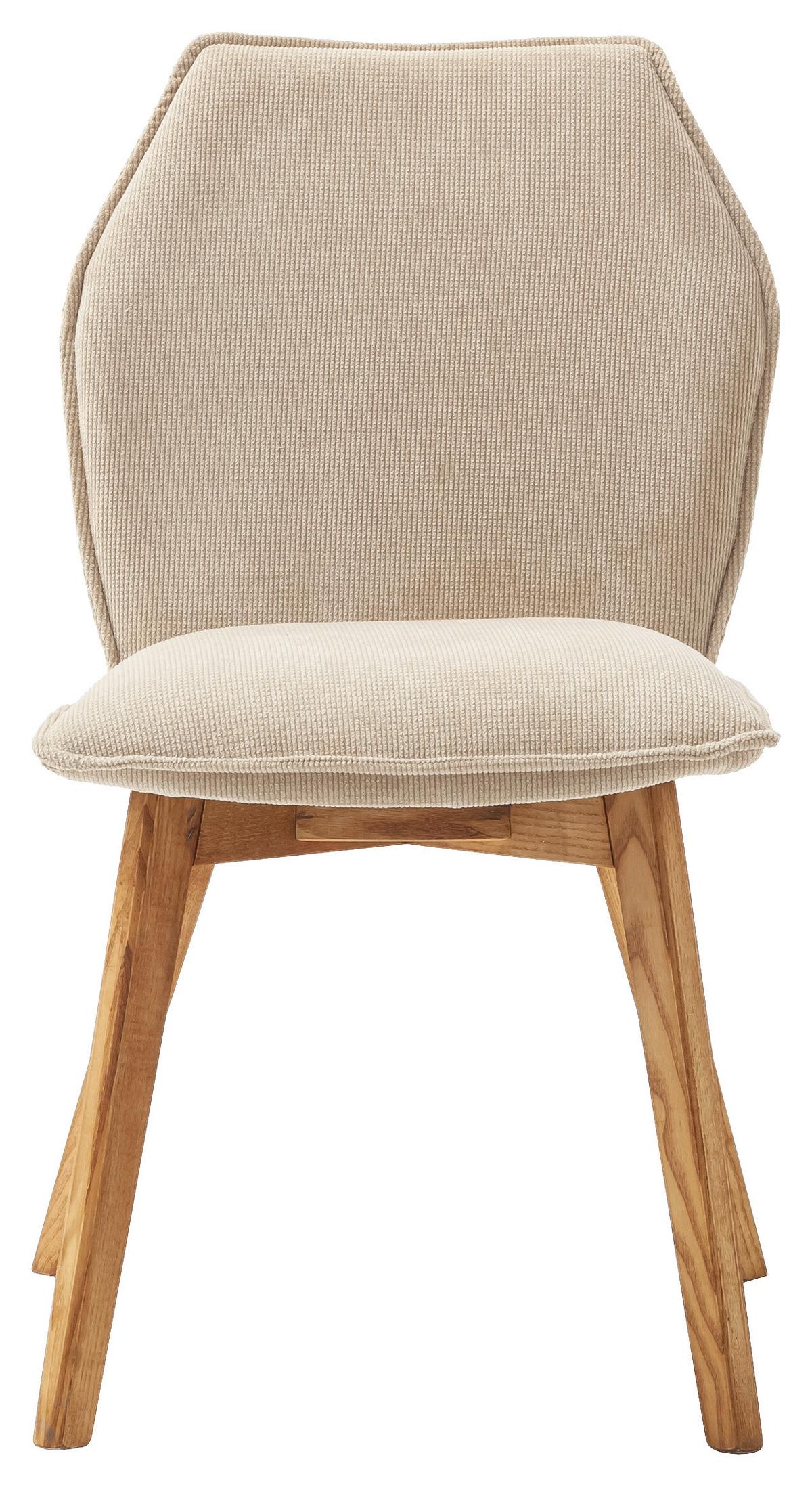 KRZESŁO LARDOS - beżowy/kolor dębowy, Design, drewno/tkanina (49/87/63cm) - Livetastic