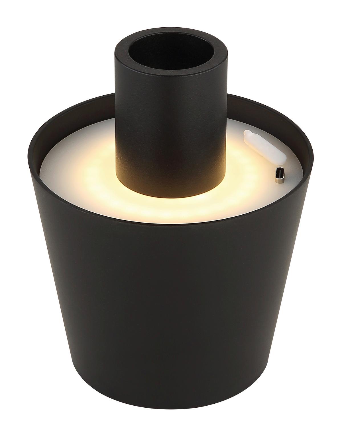 AKKU-TISCHLEUCHTE 58438GS - Opal/Schwarz, Trend, Kunststoff/Metall (10,6/13cm) - Globo