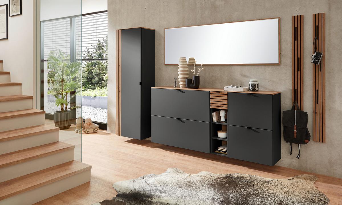 SZAFKA UCHYLNA NA BUTY DIANA - czarny/kolor grafitowy, Modern, materiał drewnopochodny/metal (100/84/37cm) - Voleo