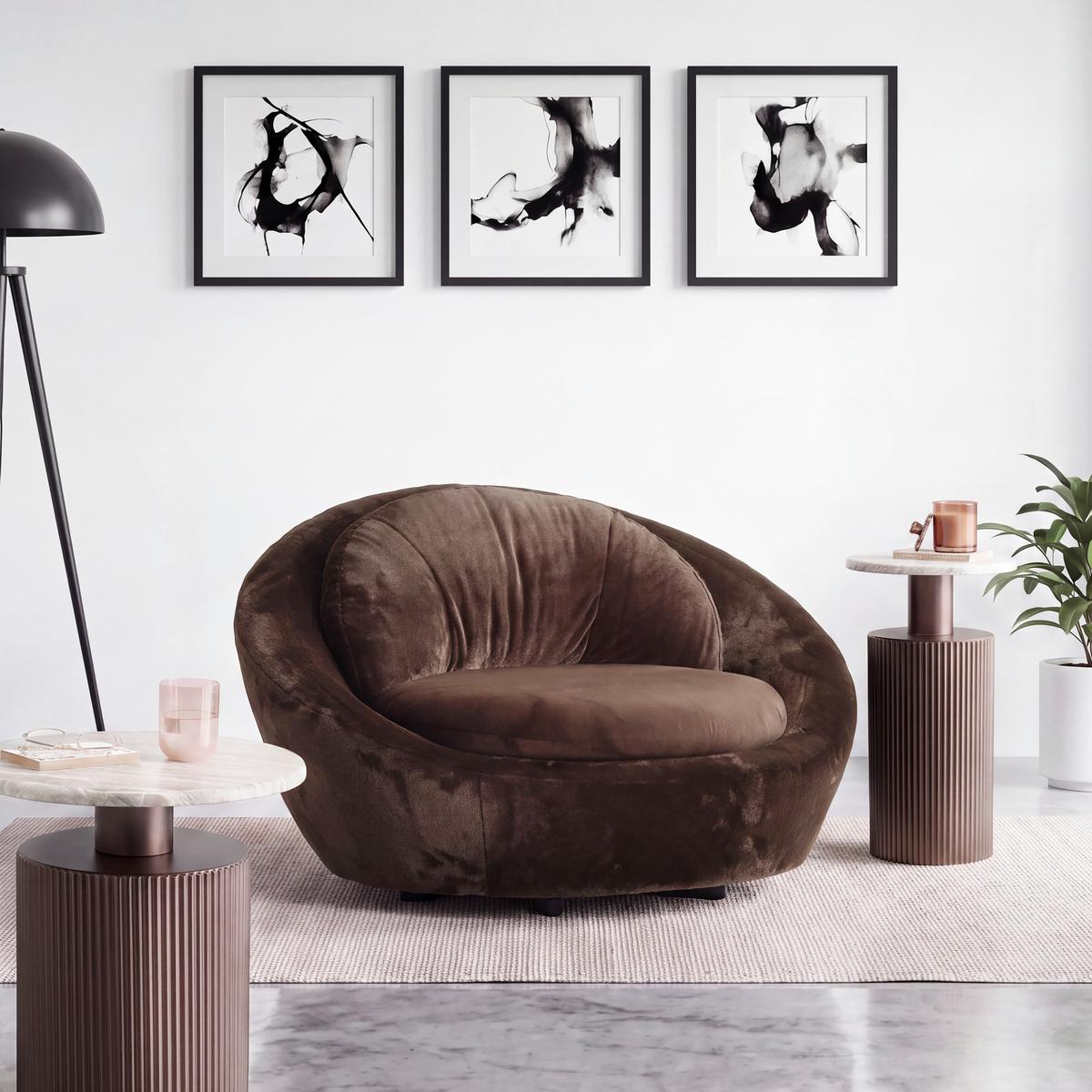 Designsessel Pio drehbar Braun - Schwarz/Braun, MODERN, Textil/Metall (130/80/112cm) - Mömax