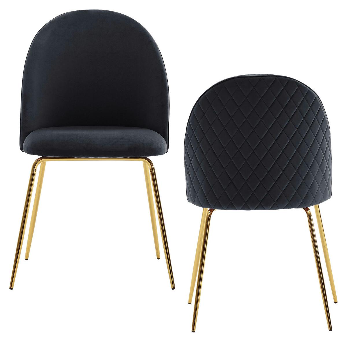 Set Stolov Leon, Črna, 2-Delni - zlate barve/črna, Design, kovina/tekstil (53/86/50cm) - MID.YOU