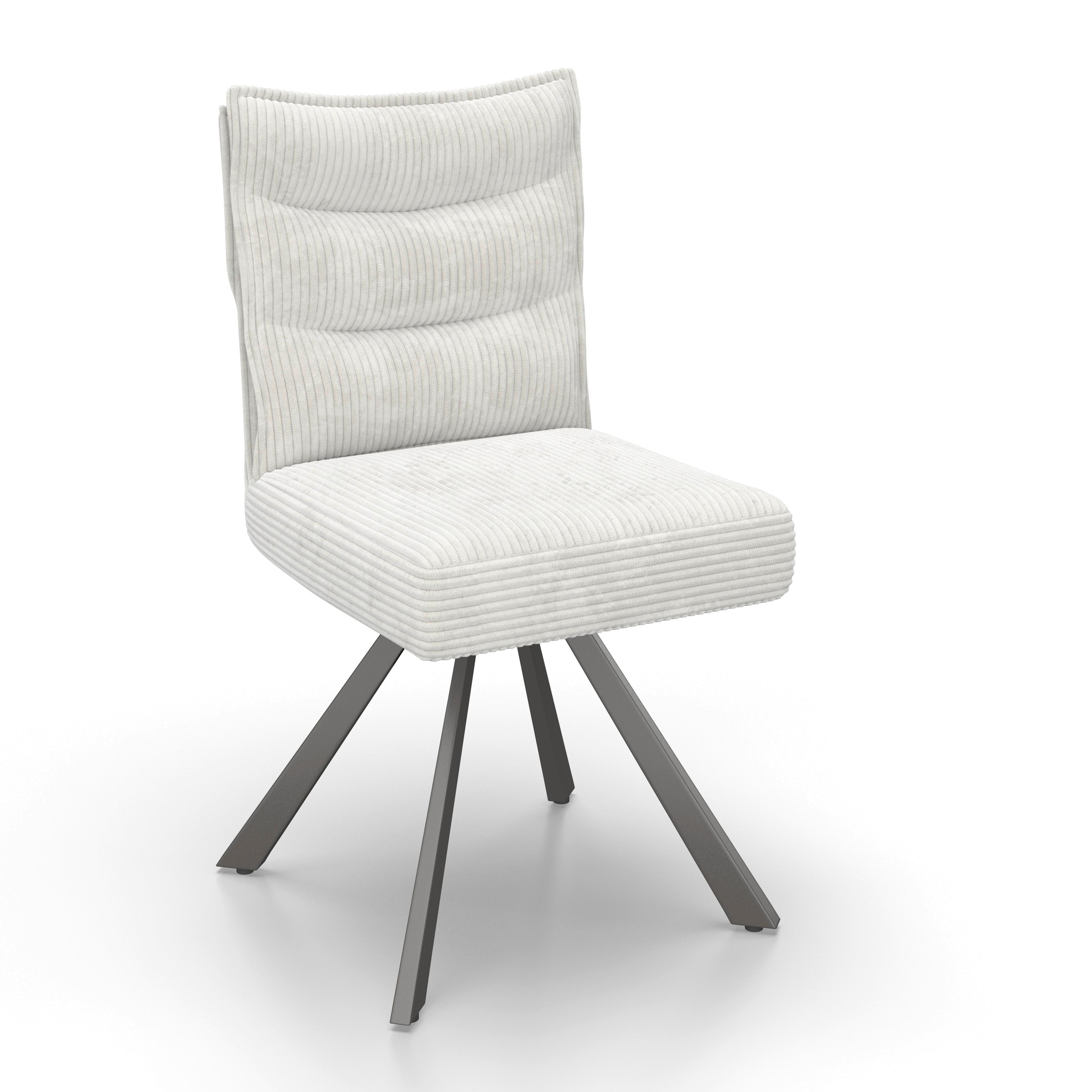 Stuhl Fina Beige Cord Drehbar Gepolstert - Dunkelgrau/Beige, MODERN, Holz/Textil (49/91/64cm) - Bessagi Home