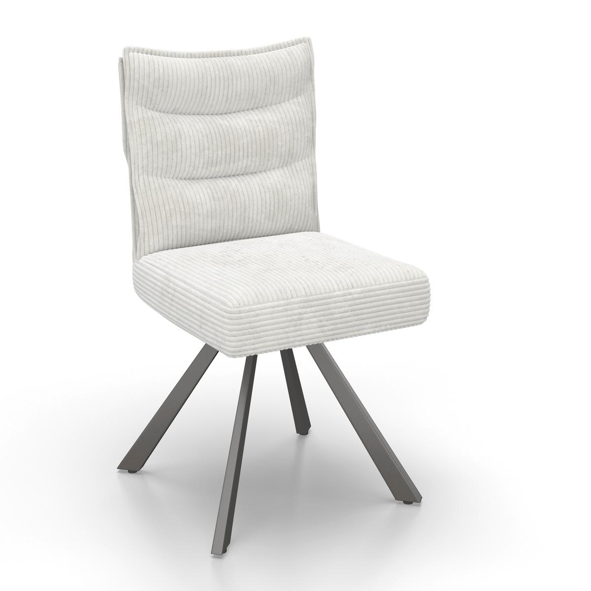 Stol Fina, Bež, Rebrasti Žamet - temno siva/bela, Moderno, kovina/tekstil (49/91/64cm) - Bessagi Home