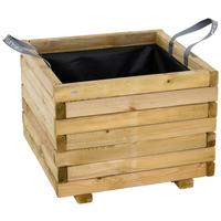 Blumenkasten Kieferfarben/Schwarz - Schwarz/Kieferfarben, Basics, Holz/Textil (50/39/50cm) - Siena Garden