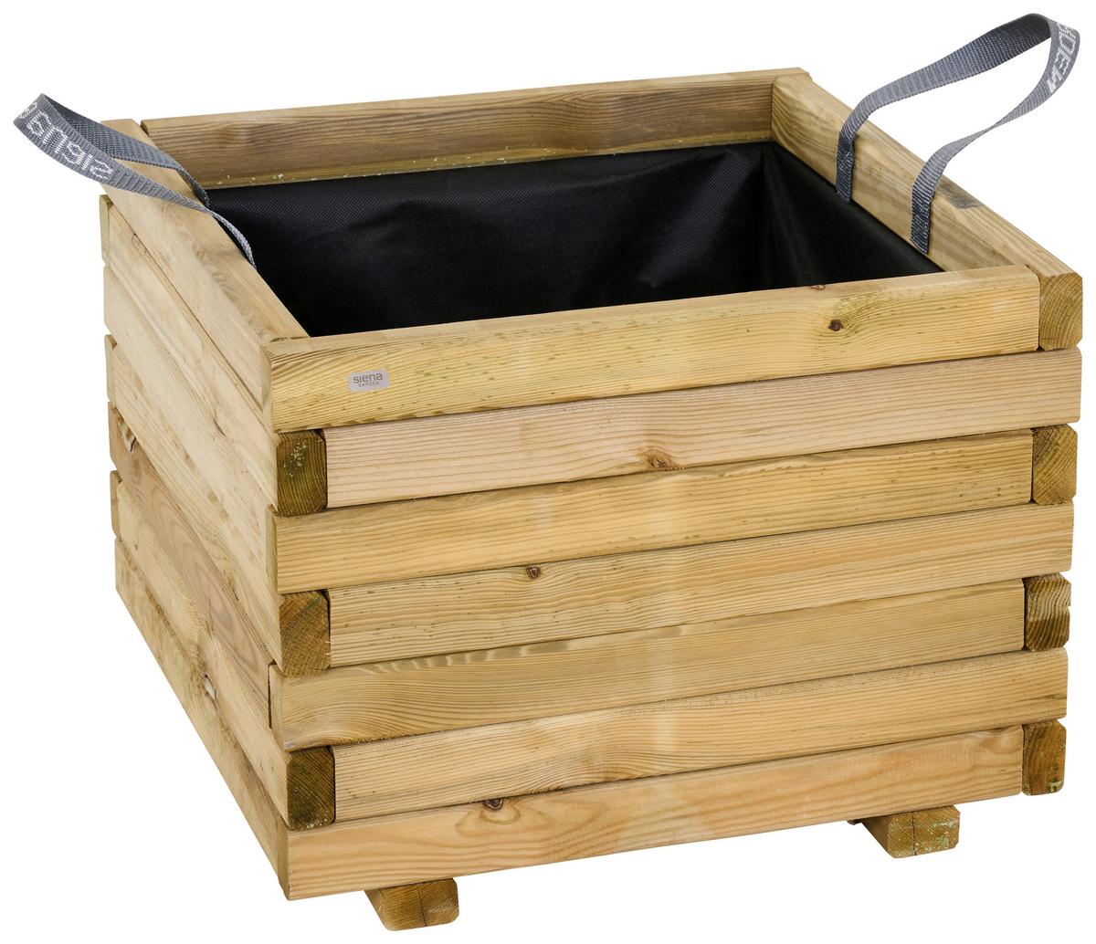 Blumenkasten Kieferfarben/Schwarz - Schwarz/Kieferfarben, Basics, Holz/Textil (50/39/50cm) - Siena Garden