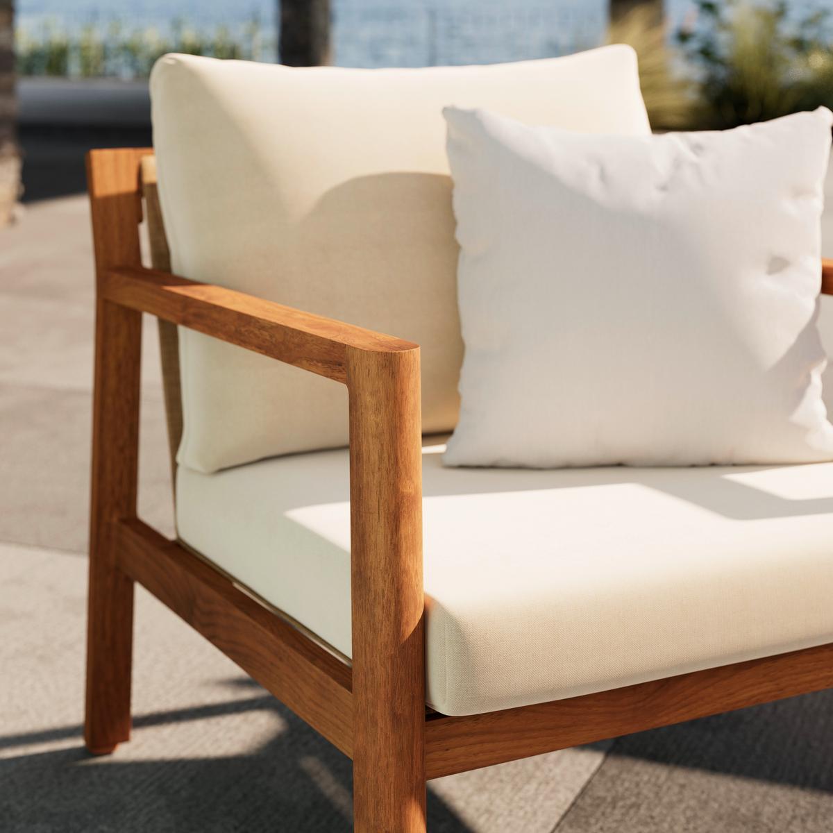 Gartenset Kristina Beige/Walnussfarben, 4-teilig - Beige/Walnussfarben, MODERN, Textil/Metall (130/68/80,5cm) - Mömax