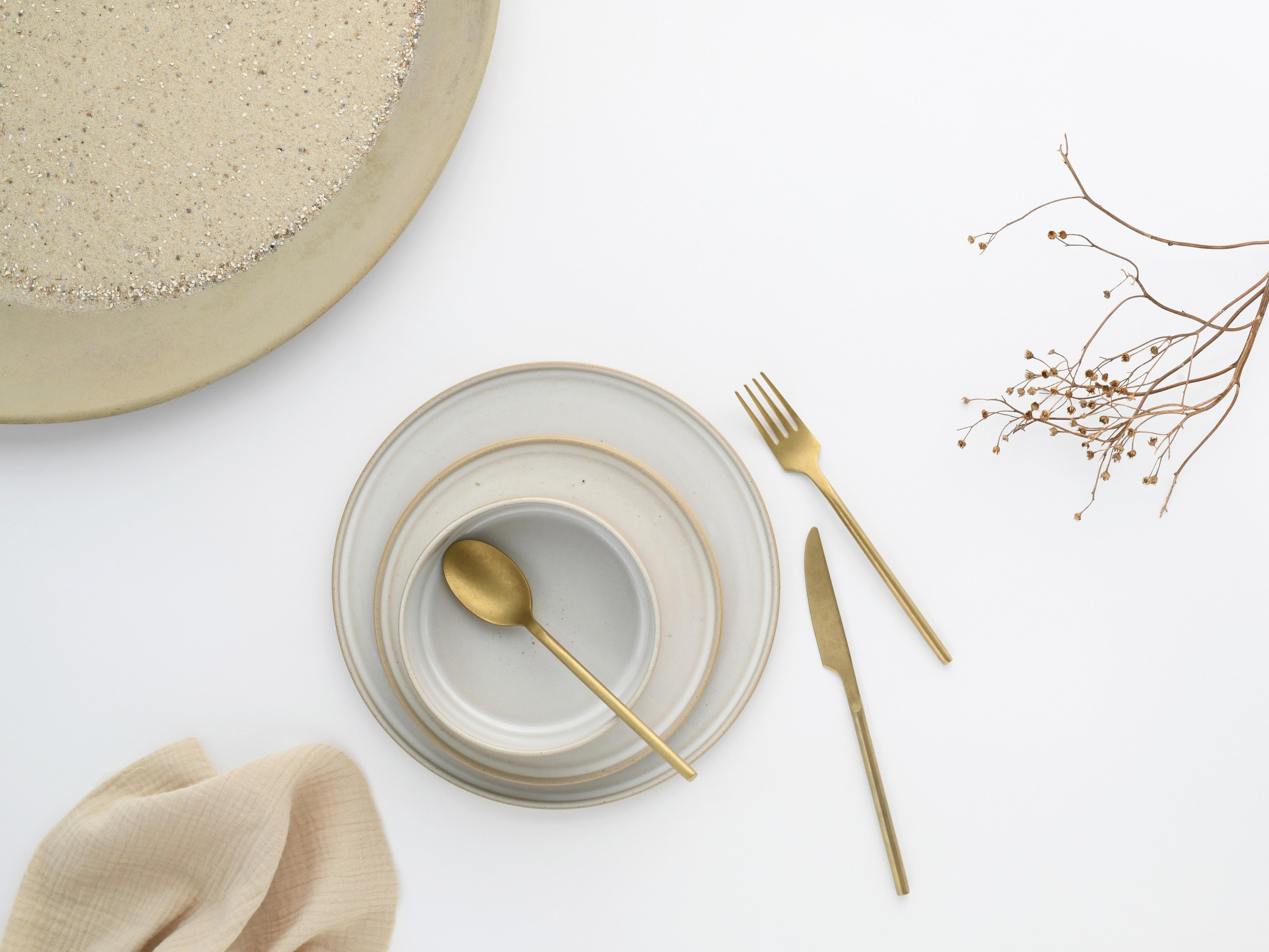 Set Desertnih Krožnikov Futuro White Sand, 4-Delni - bela/bež, Basics, keramika (20cm) - Creatable