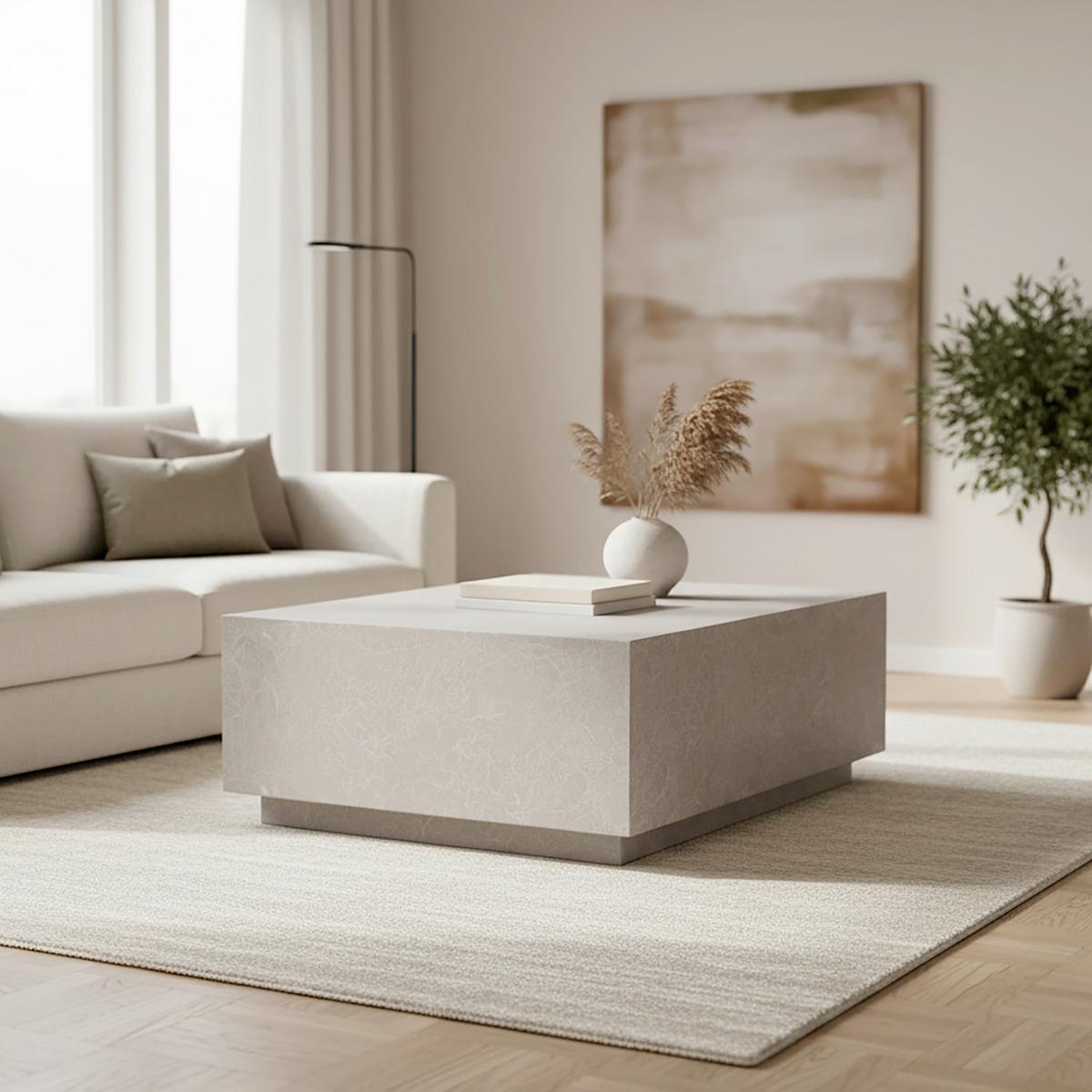 Couchtisch Marcel Beige MDF Travertin-Optik - Beige, MODERN, Holzwerkstoff (120/35/80cm) - Bessagi Home