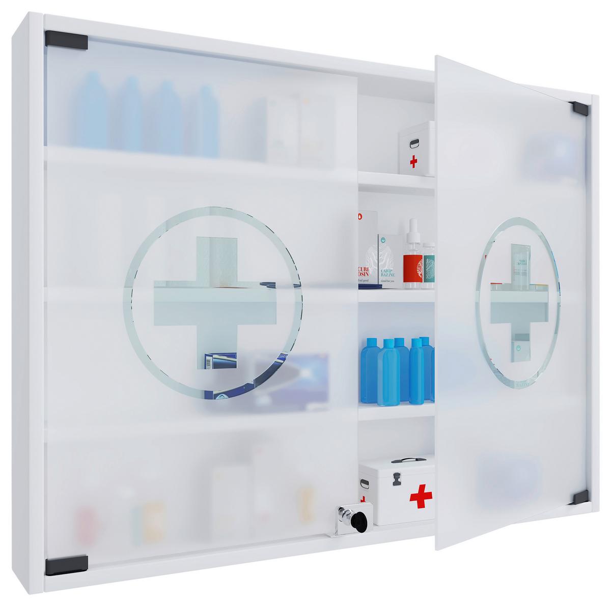 MEDIZINSCHRANK HUSTILA L - Weiss, Modern, Glas/Holzwerkstoff (80/60/10cm) - MID.YOU