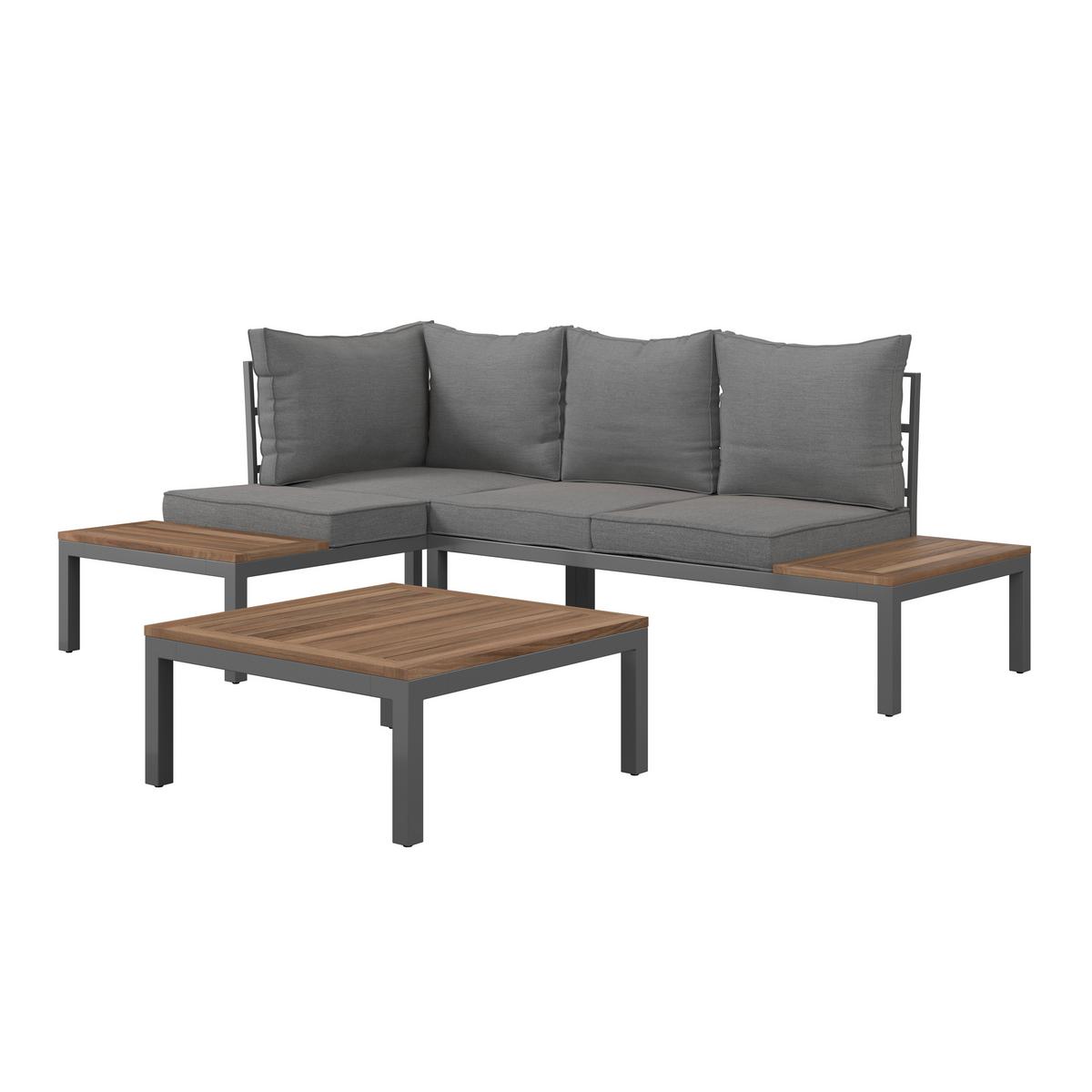 Gartenlounge-set Lia Braun Aus Akazienholz - Graubraun/Akaziefarben, Modern, Holz/Metall (138/77/207cm) - Mömax