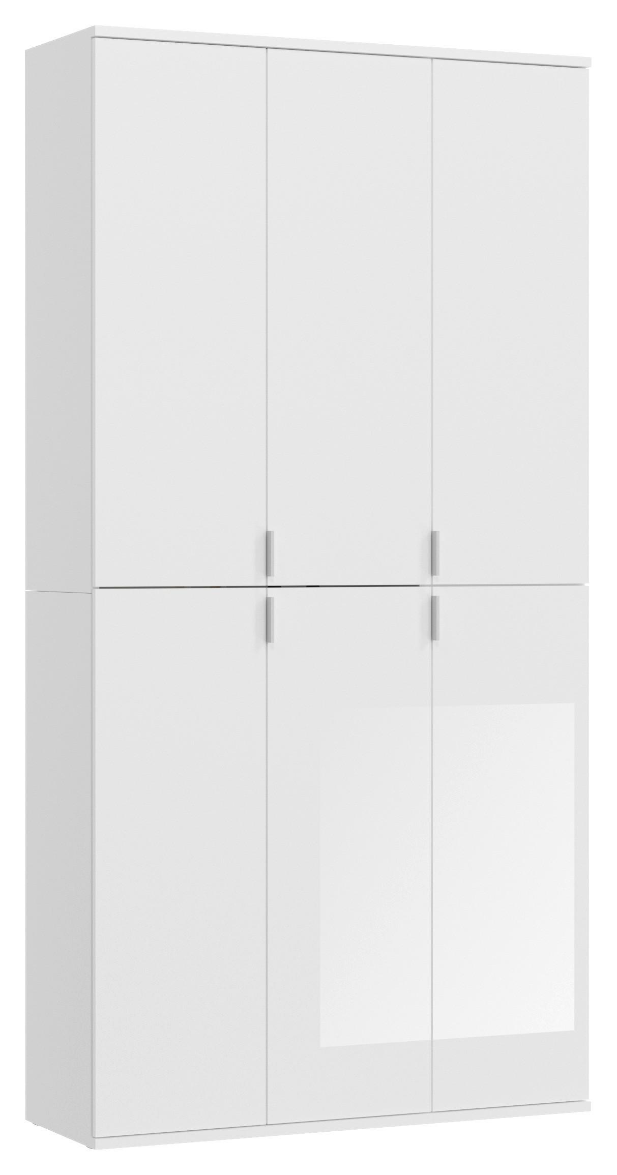 Drehtürenschrank Projekt X ca. 91x193 cm Weiß - Chromfarben/Weiß Hochglanz, MODERN, Holzwerkstoff/Metall (91/193/34cm) - MID.YOU