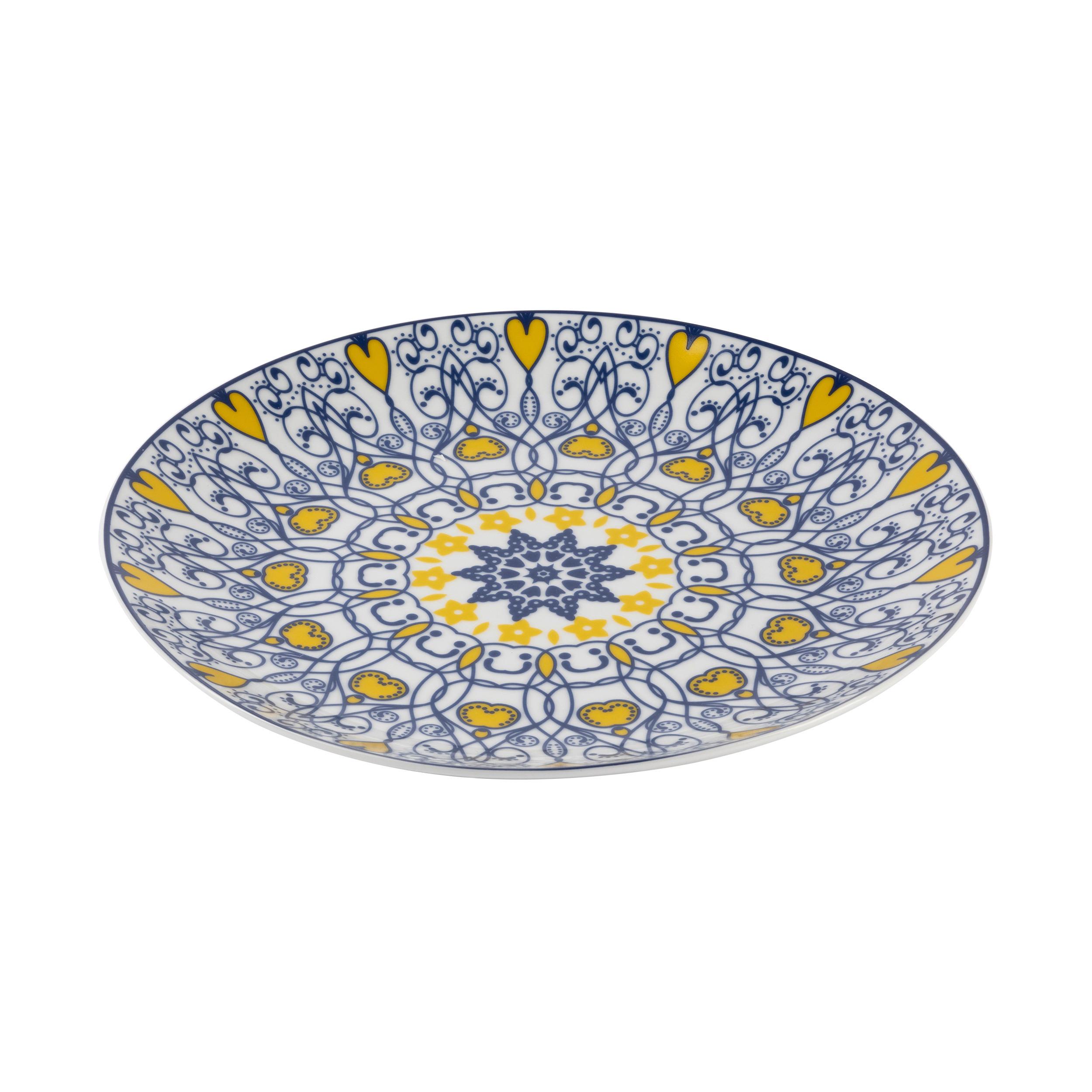 Dessertteller Maja Blau/Gelb Ø ca. 20cm - Blau/Gelb, LIFESTYLE, Keramik (20/2,3cm) - Mömax