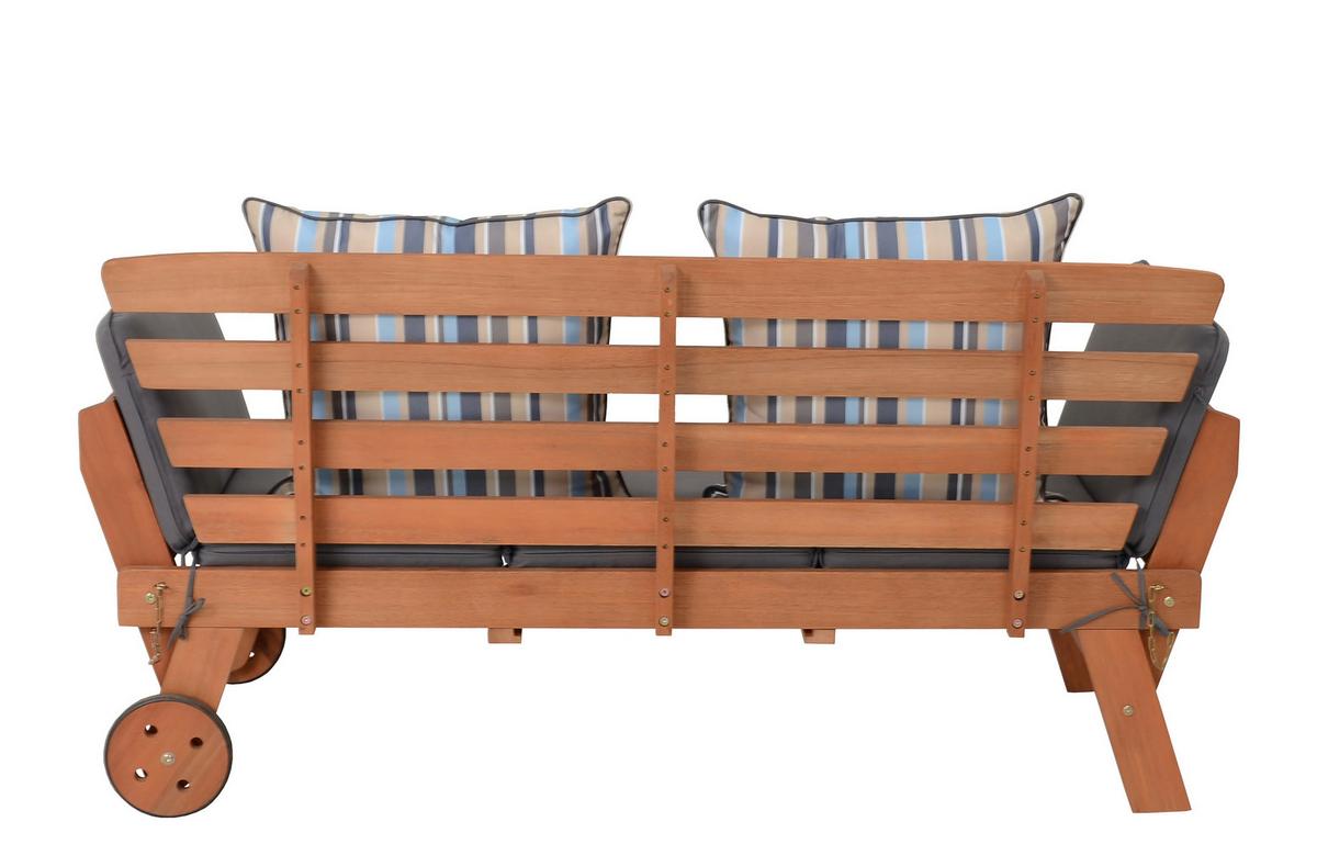 Gartenbank Holz Rincon ca. 190x78x68 cm inkl. Kissen - Braun/Grau, Basics, Holz/Textil (190/77,5/68cm) - Gardenson