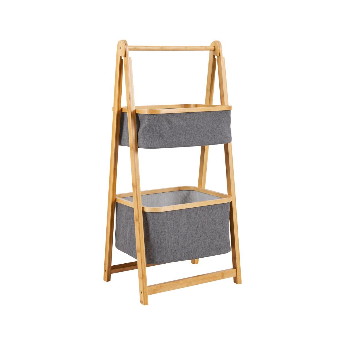 REGAŁ DO PRZECHOWYWANIA MISAKI - ciemnoszary, Modern, drewno/tkanina (44/35/99cm) - Bessagi Home