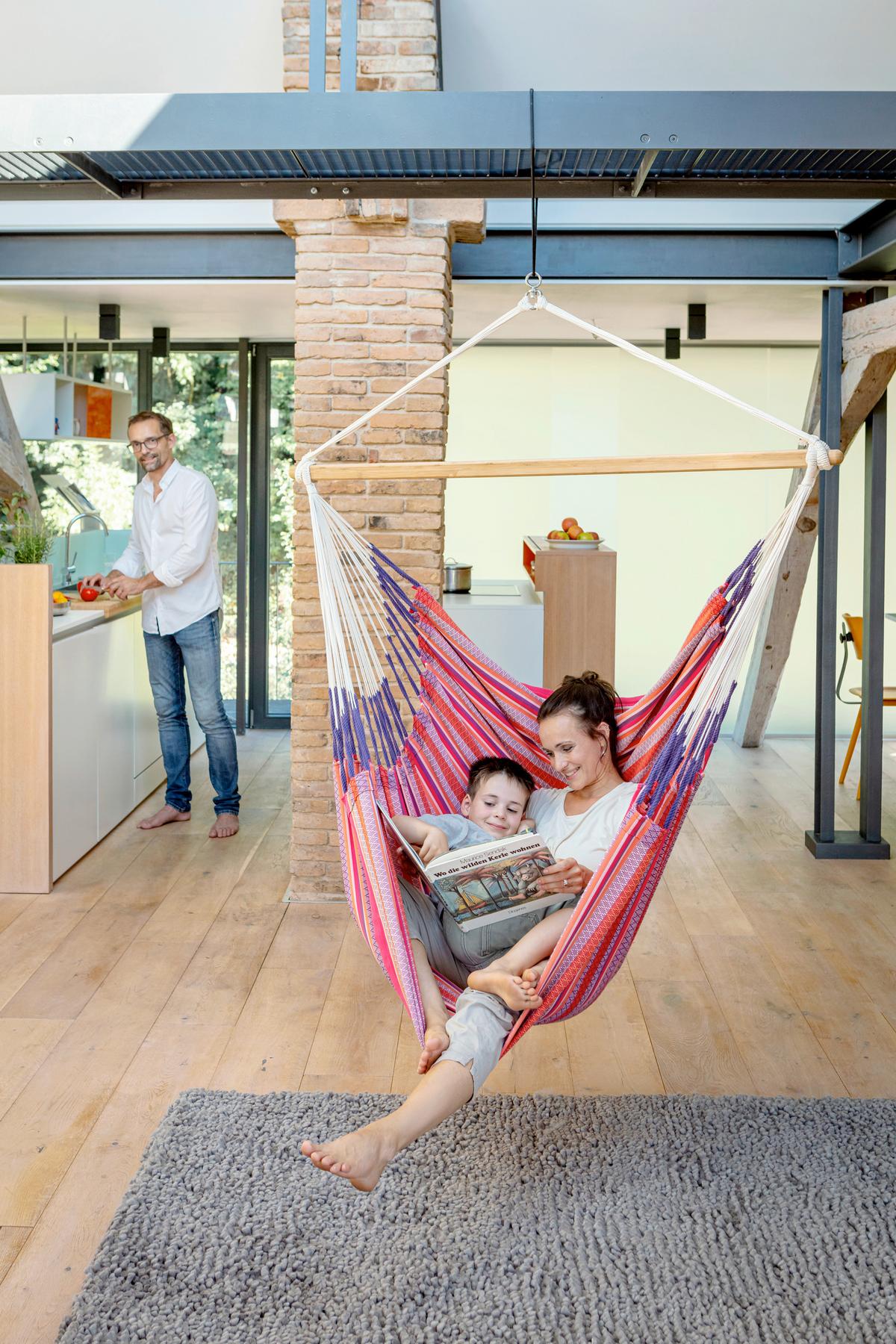 Hängesessel Kingsize Hammock Chair Lila/Orange/Pink - Pink/Lila, KONVENTIONELL, Holz/Textil (140/170/210cm) - La Siesta