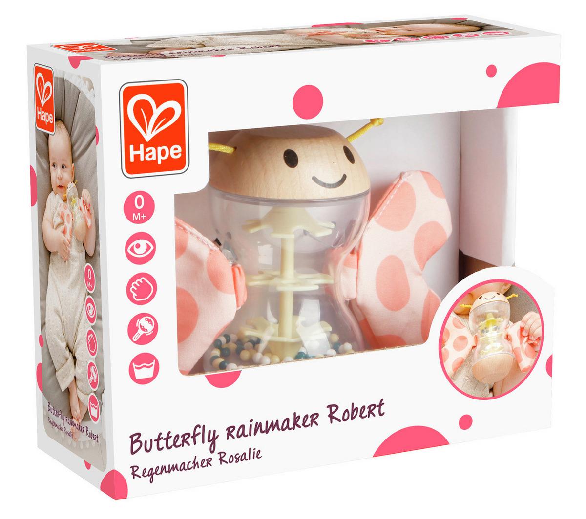 Csörgő, Pillangó Hape - többszínű, Basics, műanyag/faalapú anyag (16,0/11,0/6,2cm) - Hape