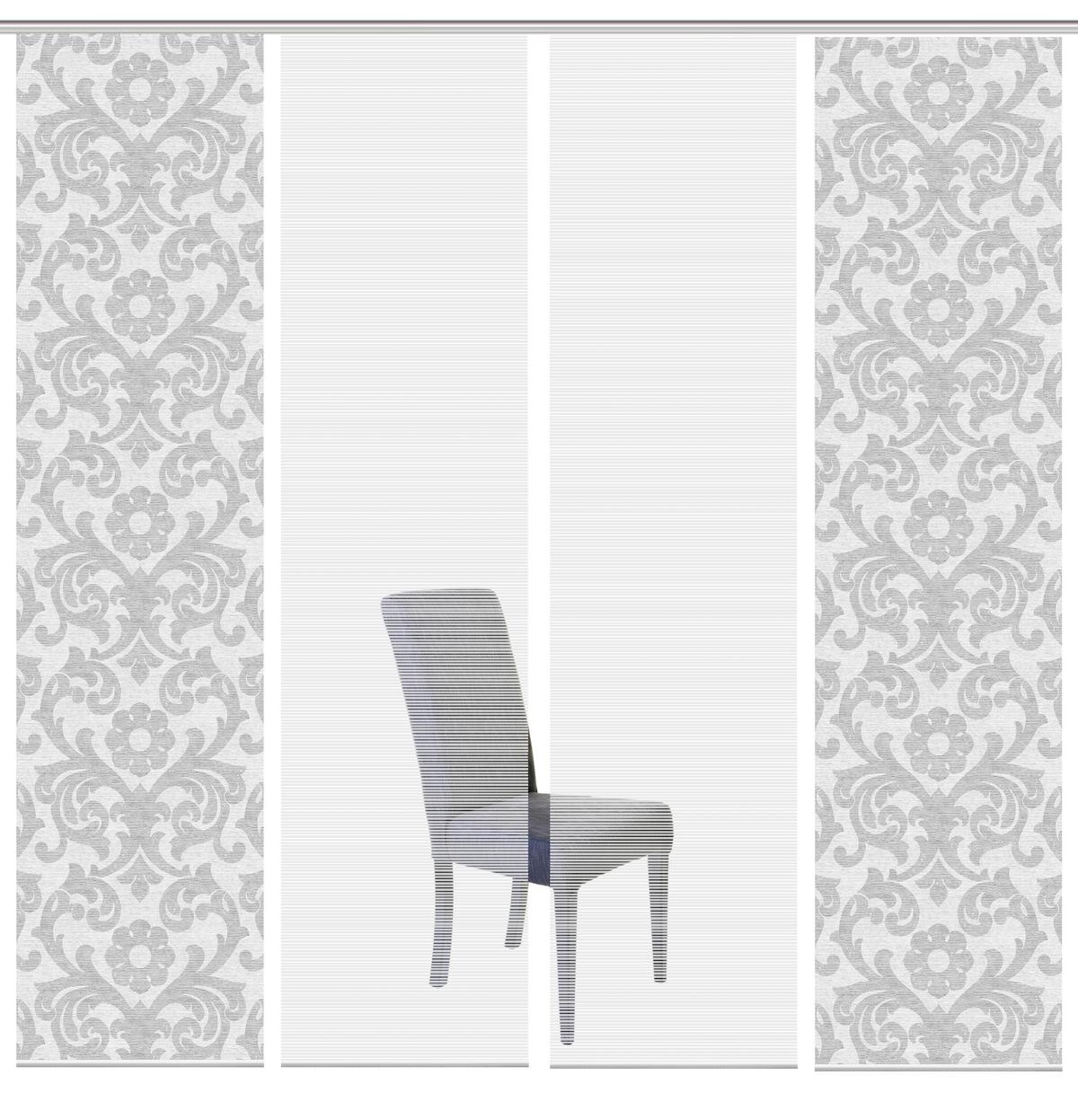 ZASŁONA PANELOWA 4ER SET ORNAMIA - szary, Basics, tkanina (60/260cm)