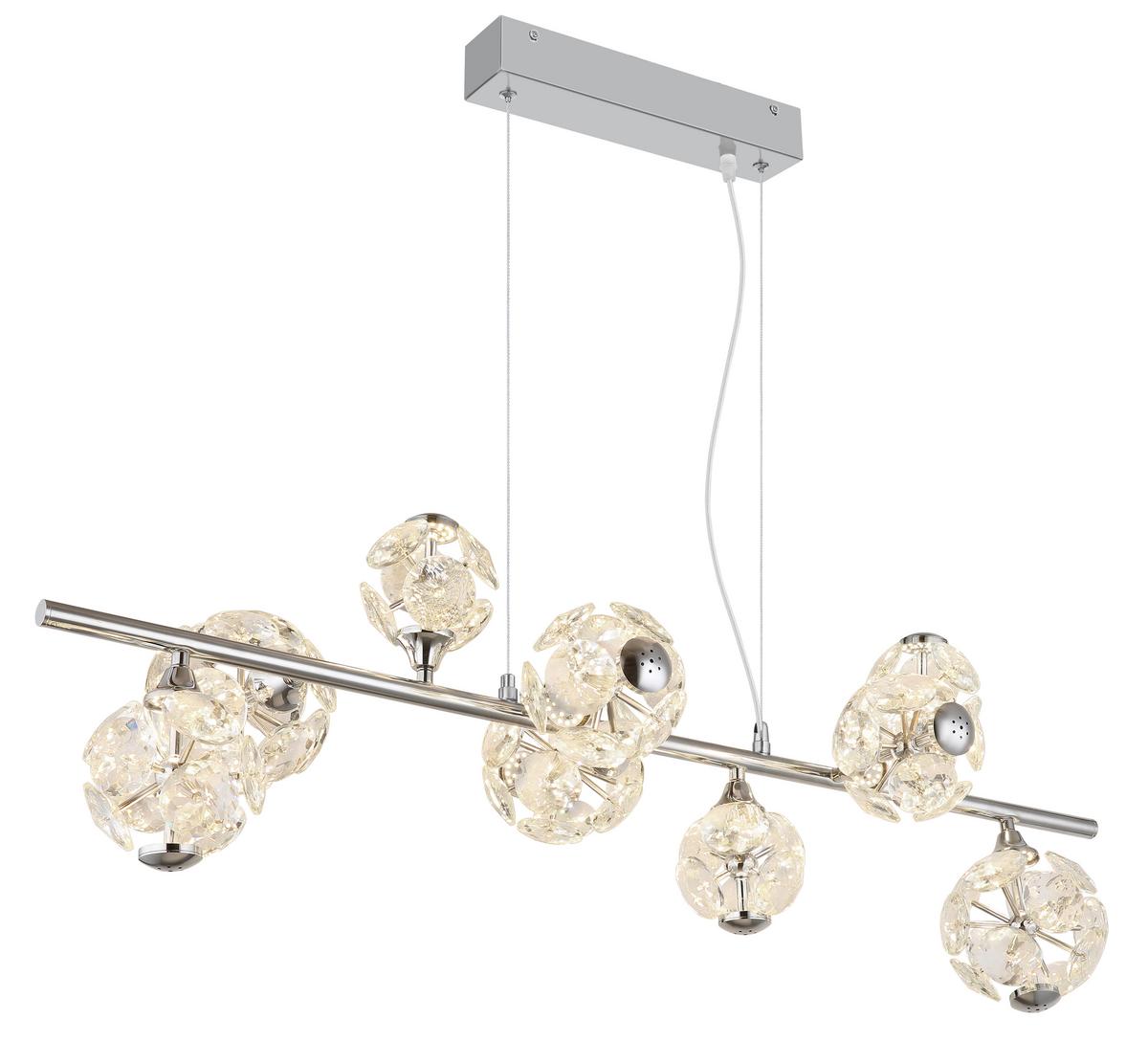 LED-HÄNGELEUCHTE 16047-9HC VIRINA - Klar/Chromfarben, Konventionell, Glas/Metall (86,6/36/120cm) - Globo