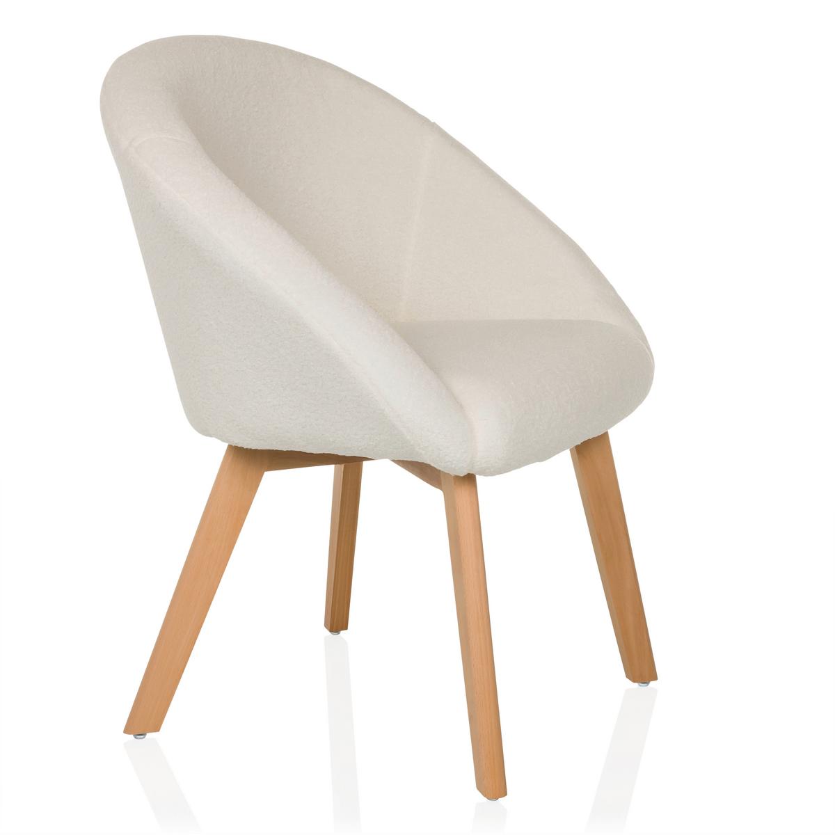 Naslanjač Scandi Ted, Bela - bela/barve bukve, Moderno, tekstil/les (68/85/62cm) - MID.YOU