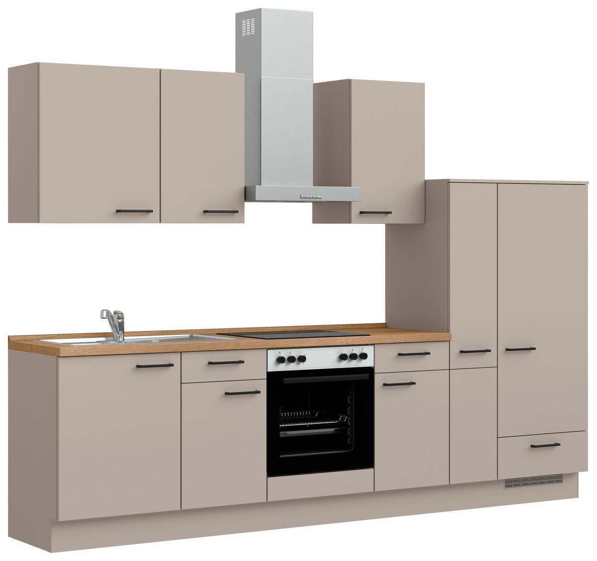 Küchenleerblock Easytouch Low o. Geräte Sandfarben - Sandfarben/Eichefarben, MODERN, Holzwerkstoff/Metall (300cm) - Nobilia