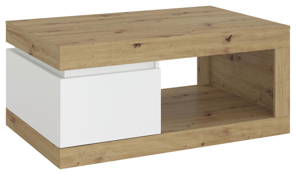 Măsuță de cafea LUCI - alb/stejar Artisan, Trend, plastic/material pe bază de lemn (110/50,3/70cm) - Modern Living