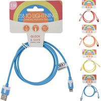Usb/lightning Töltőkábel Rainbow - sárga/piros, műanyag (100cm)