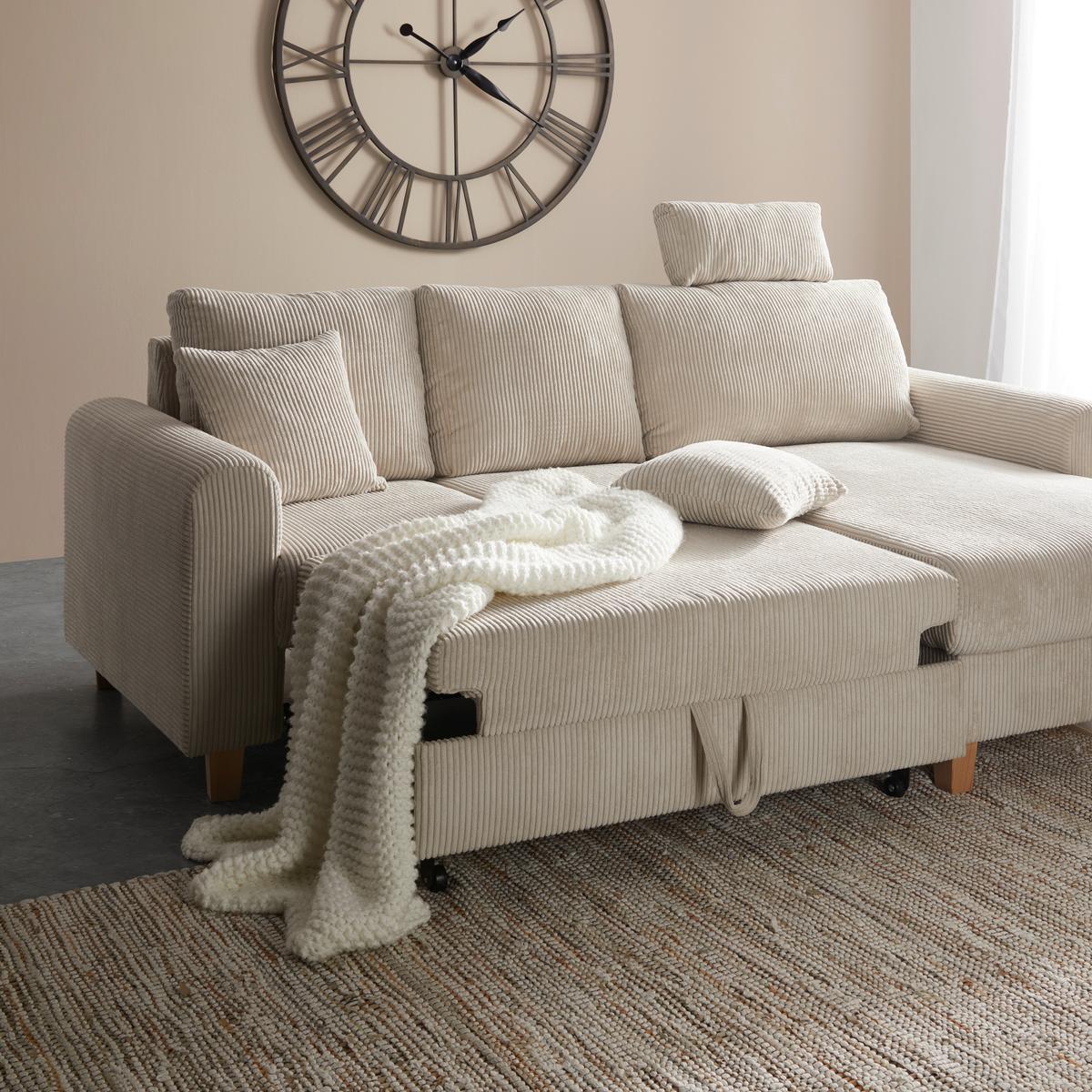 Wohnlandschaft Lille Beige - Hellbraun/Beige, MODERN, Holz/Textil (232/156cm) - Based