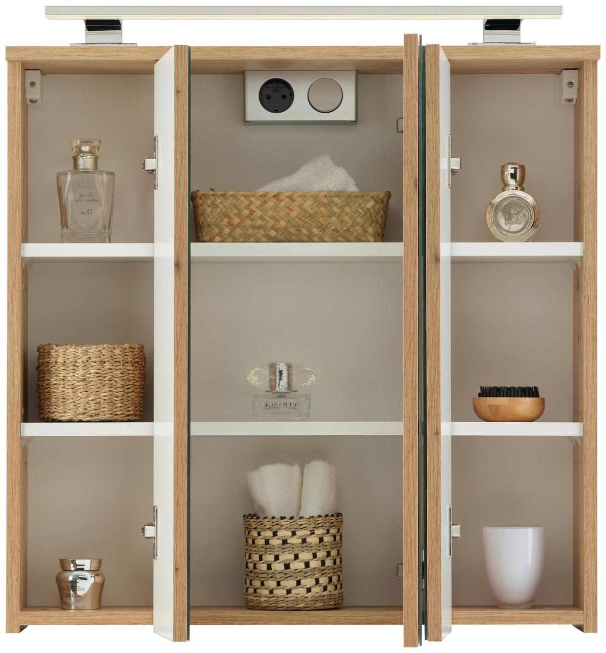 Dulap cu oglindă Giga - stejar Artisan, Modern, sticlă/material pe bază de lemn (70/70/19cm)
