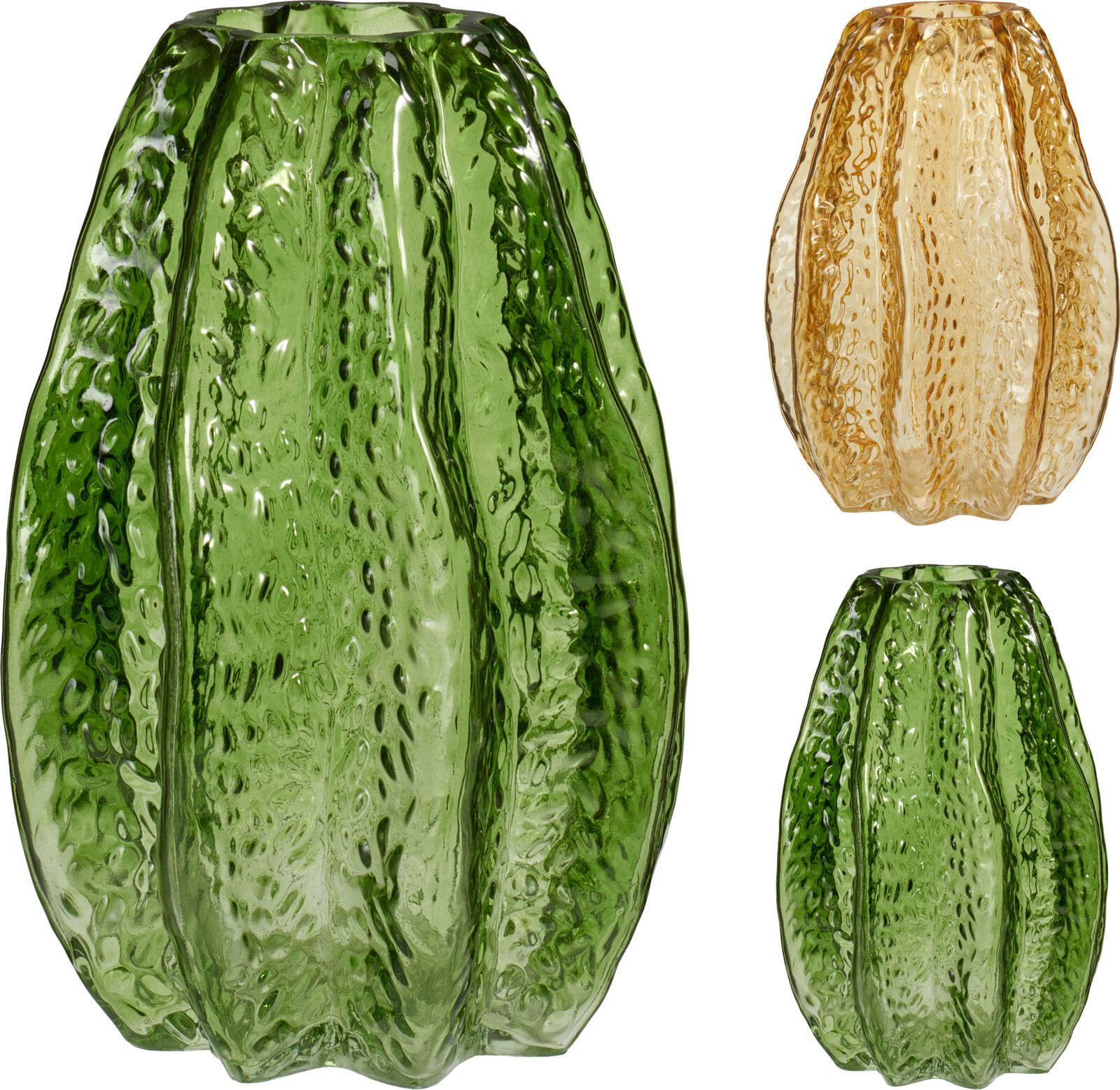 Váza Carambola - sárga/zöld, üveg (13/20cm)