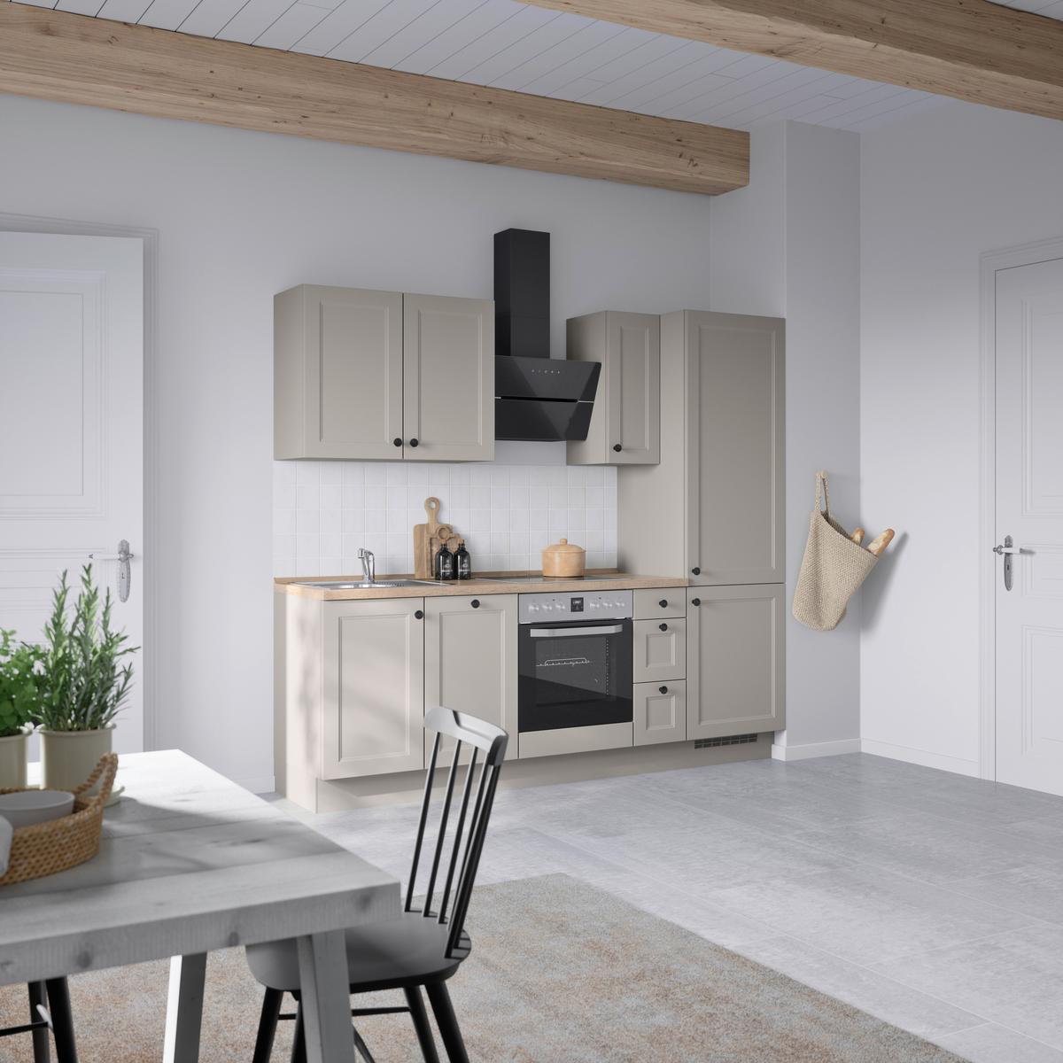 Küchenblock Cascada High m. Geräten Grau - Eiche dunkel/Schwarz, MODERN, Holzwerkstoff/Metall (240cm) - Nobilia