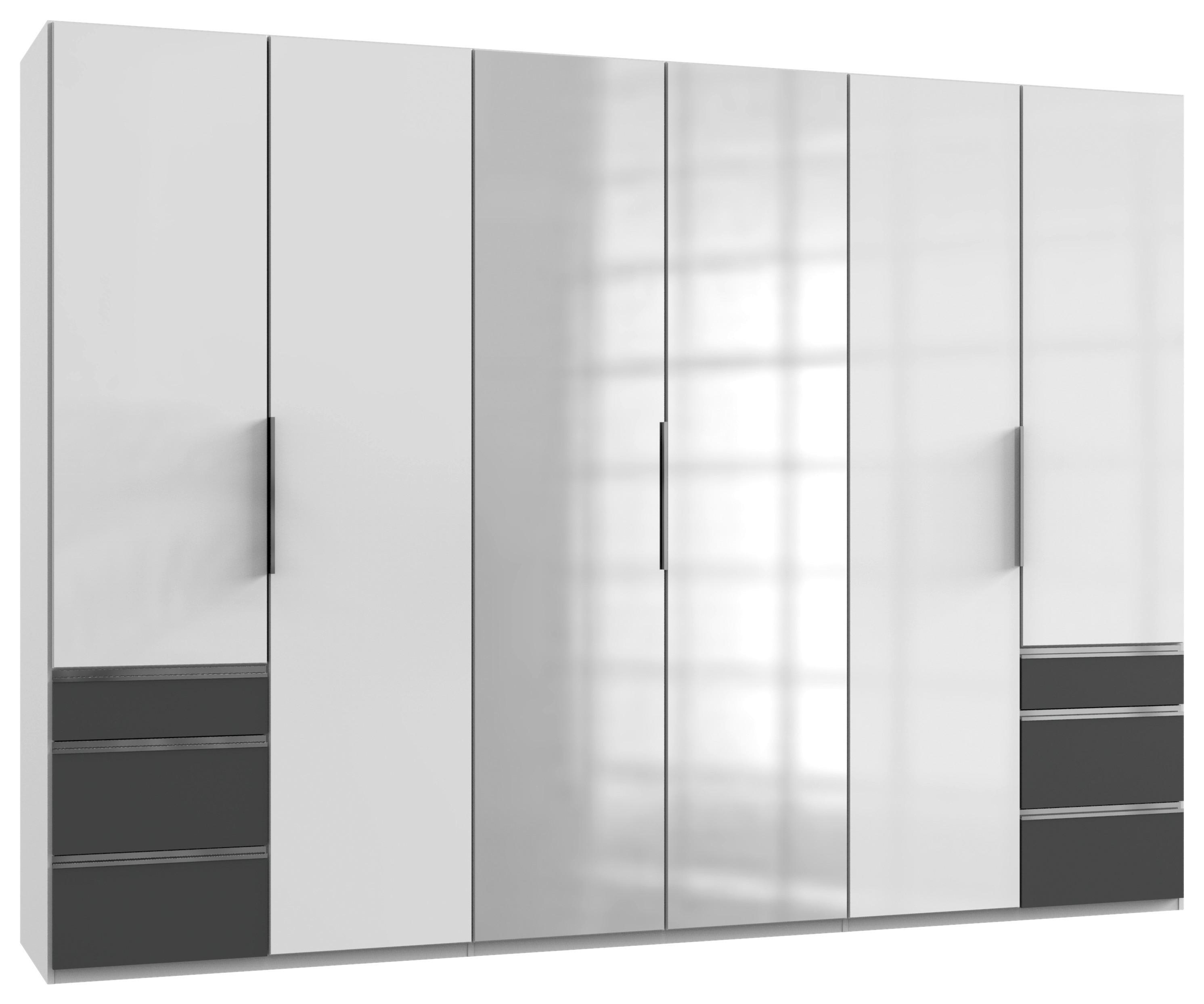 Drehtürenschrank Level 36D ca. 300 cm Graphitfarben/Weiß - Chromfarben/Weiß Hochglanz, MODERN, Holzwerkstoff/Metall (300/216/58cm) - MID.YOU