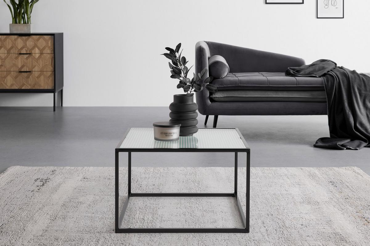 Dohányzóasztal Üveg Kubo - fekete, Modern, üveg/fém (60/60/38cm) - Mömax