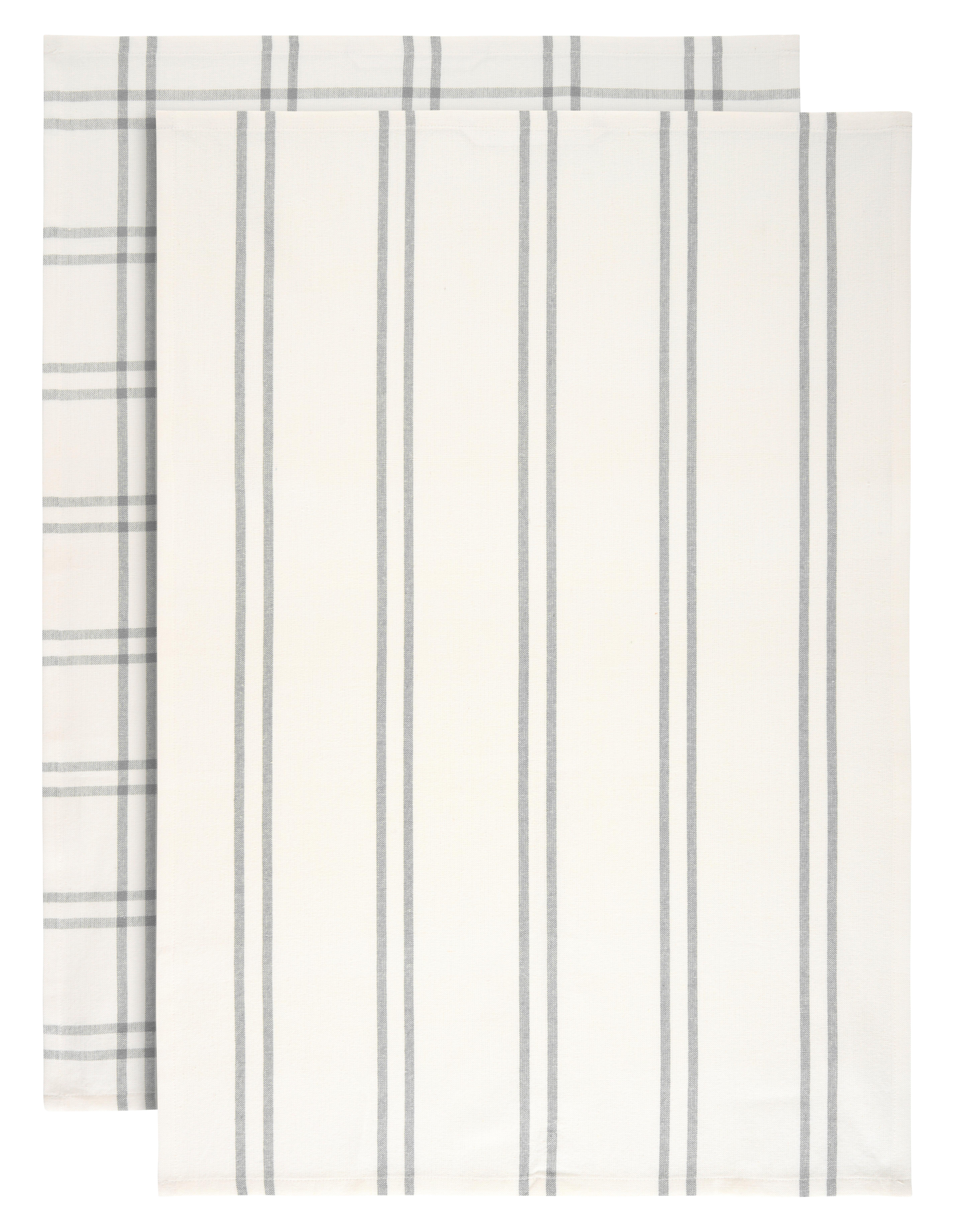 Geschirrtuch-Set Anthrazit/Weiß, 2-teilig - Anthrazit/Weiß, KONVENTIONELL, Textil (50/70cm) - Mömax