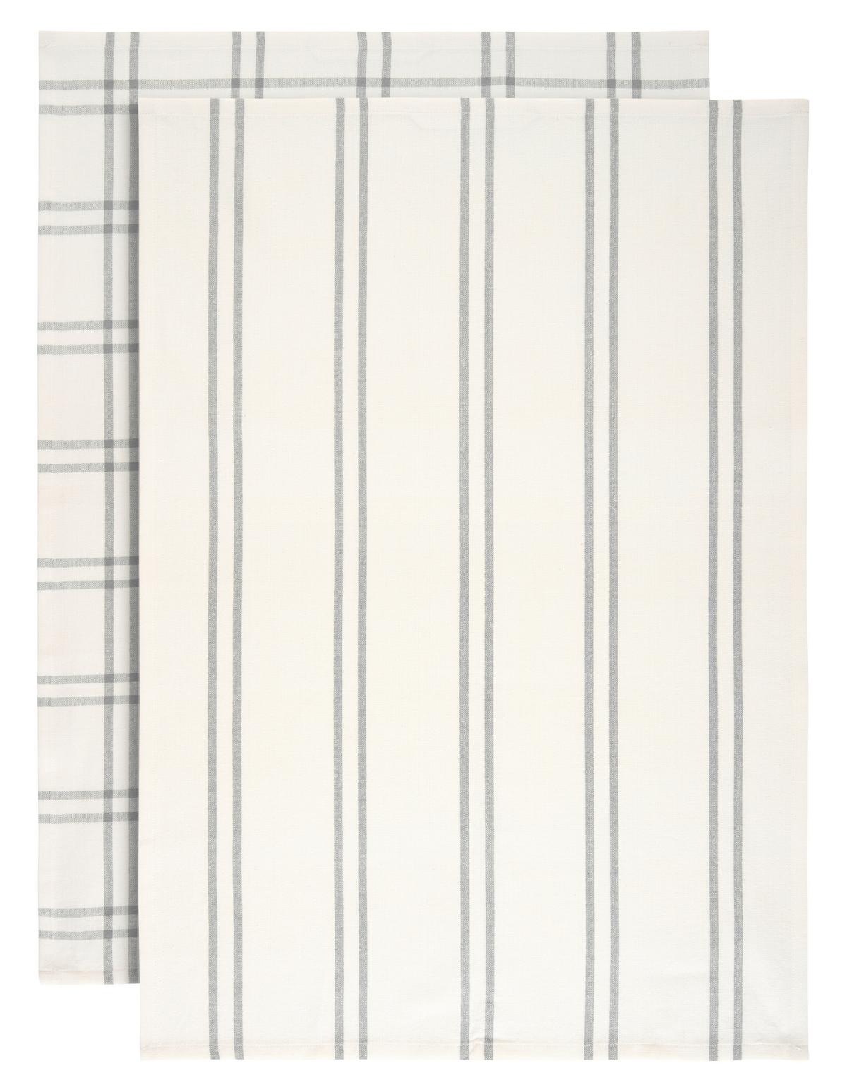 Geschirrtuch-Set Anthrazit/Weiß, 2-teilig - Anthrazit/Weiß, KONVENTIONELL, Textil (50/70cm) - Mömax