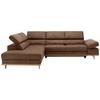 Wohnlandschaft Carmen Braun mit Bettfunktion - Chromfarben/Braun, KONVENTIONELL, Holz/Textil (226/93/292cm) - Based