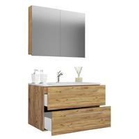 Badezimmer Badinos 3-tlg. Honig Eiche - Honigeiche/Alufarben, MODERN, Keramik/Holzwerkstoff (80cm) - MID.YOU