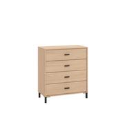 Komód 4 Fiók Arbela - tölgyfa színű/fekete, Modern, műanyag/faalapú anyag (80/90/40cm)
