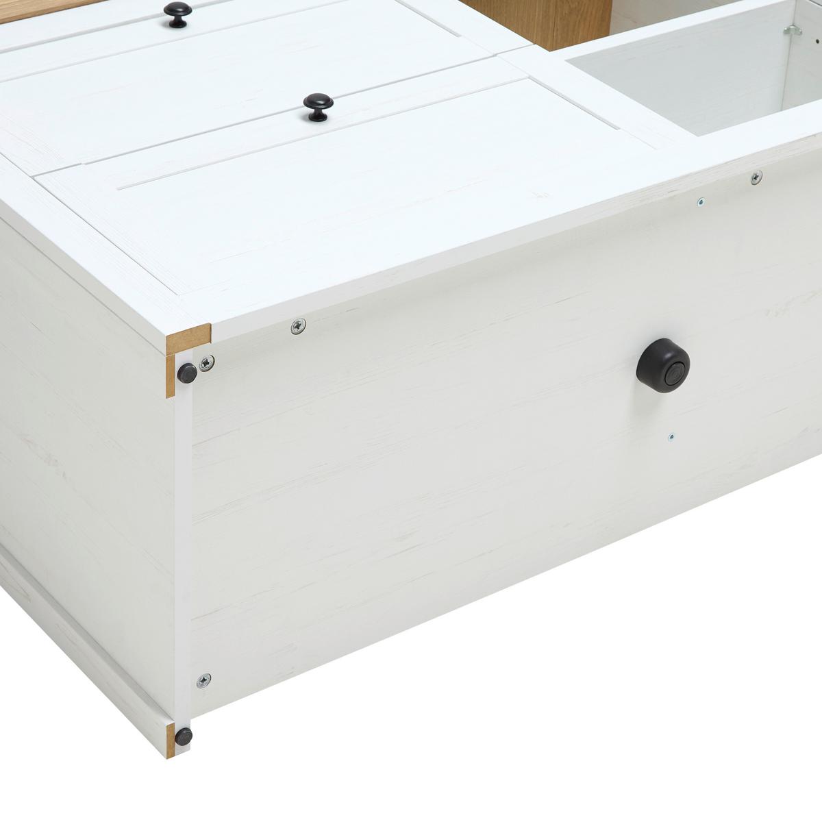 TV-Element Korsika Eichefarben/Weiß - Eichefarben/Schwarz, ROMANTIK / LANDHAUS, Holzwerkstoff/Metall (185/61,4/43cm) - Mömax