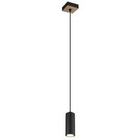 Hängeleuchte Robby Schwarz/Dunkelbraun max. 35W - Dunkelbraun/Schwarz, Design, Holzwerkstoff/Kunststoff (9/9/120cm) - Globo