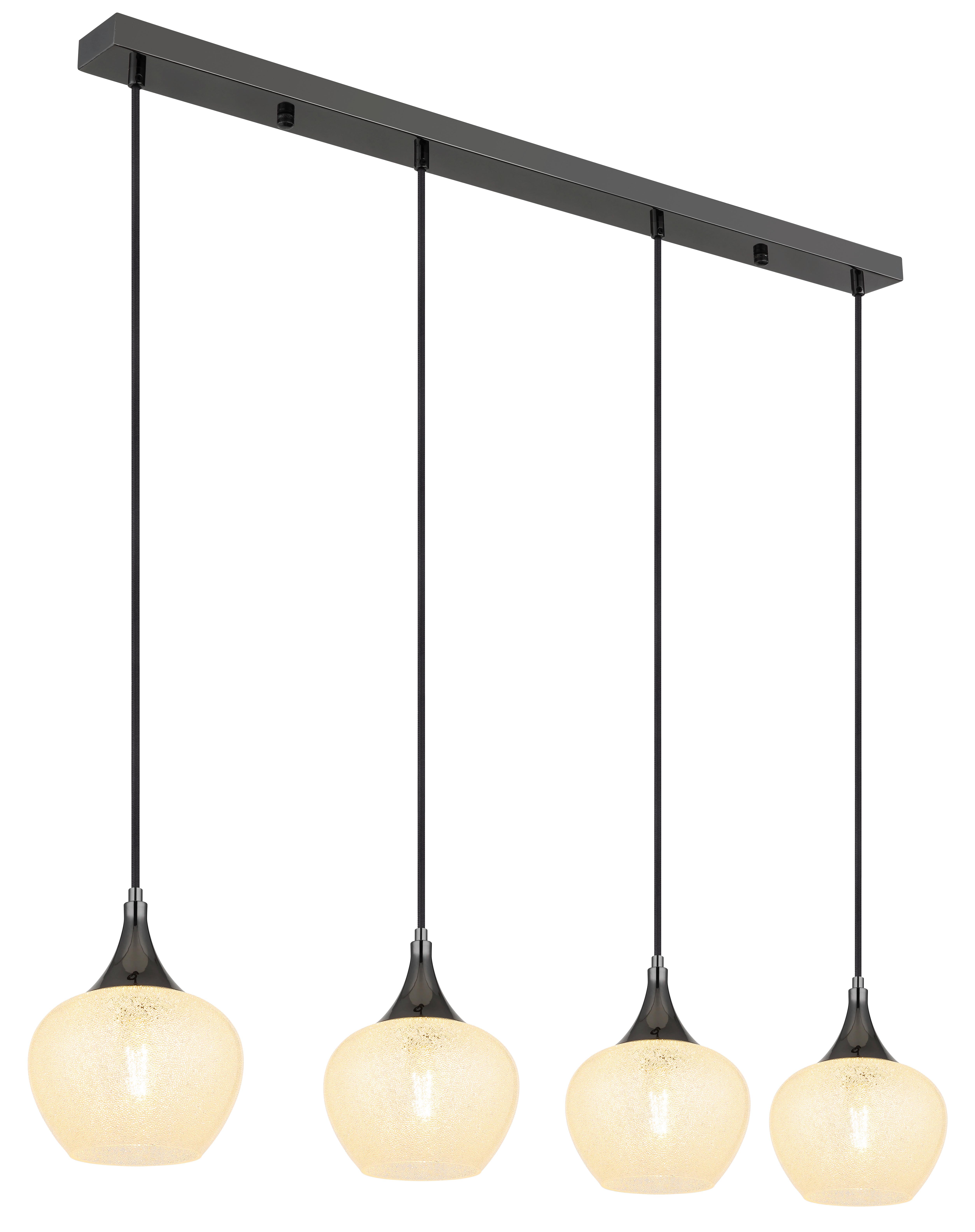 Hängeleuchte Maxy Schwarz/Chromfarben max.40Watt - Klar/Chromfarben, KONVENTIONELL, Glas/Kunststoff (99/18/120cm) - Globo