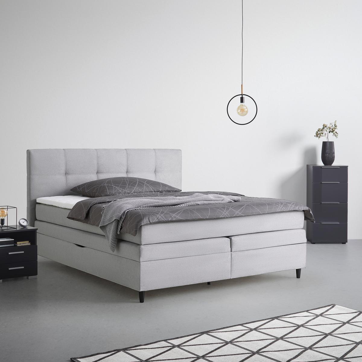 Boxspringbett Miami in Grau ca. 180x200cm - Schwarz/Grau, Konventionell, Holz/Holzwerkstoff (180/200cm) - Mömax